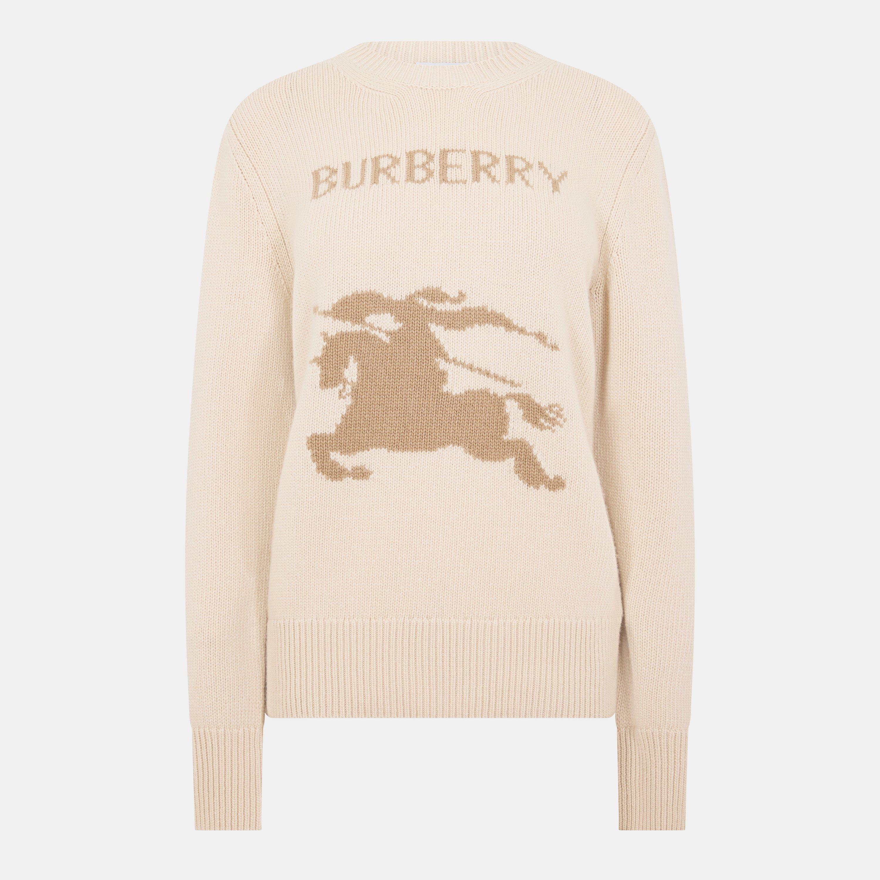 Burberry Women's Burb Fine Knit Crew Neck Jumper - Nutmeg/Flax - Size 8 (XS)