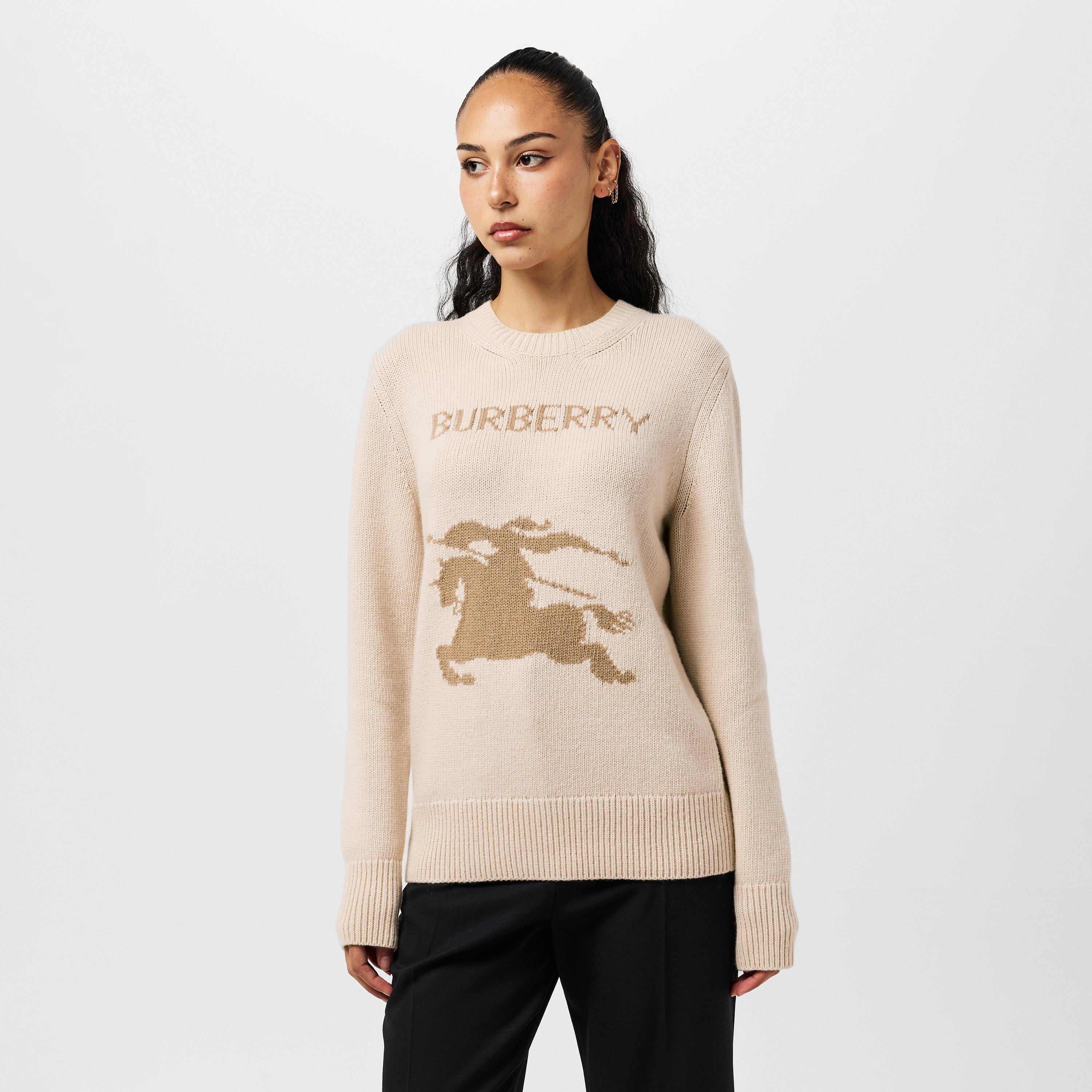 Nutmeg/Flax - Burberry - Women's Burb Crew Neck Jumper - 3