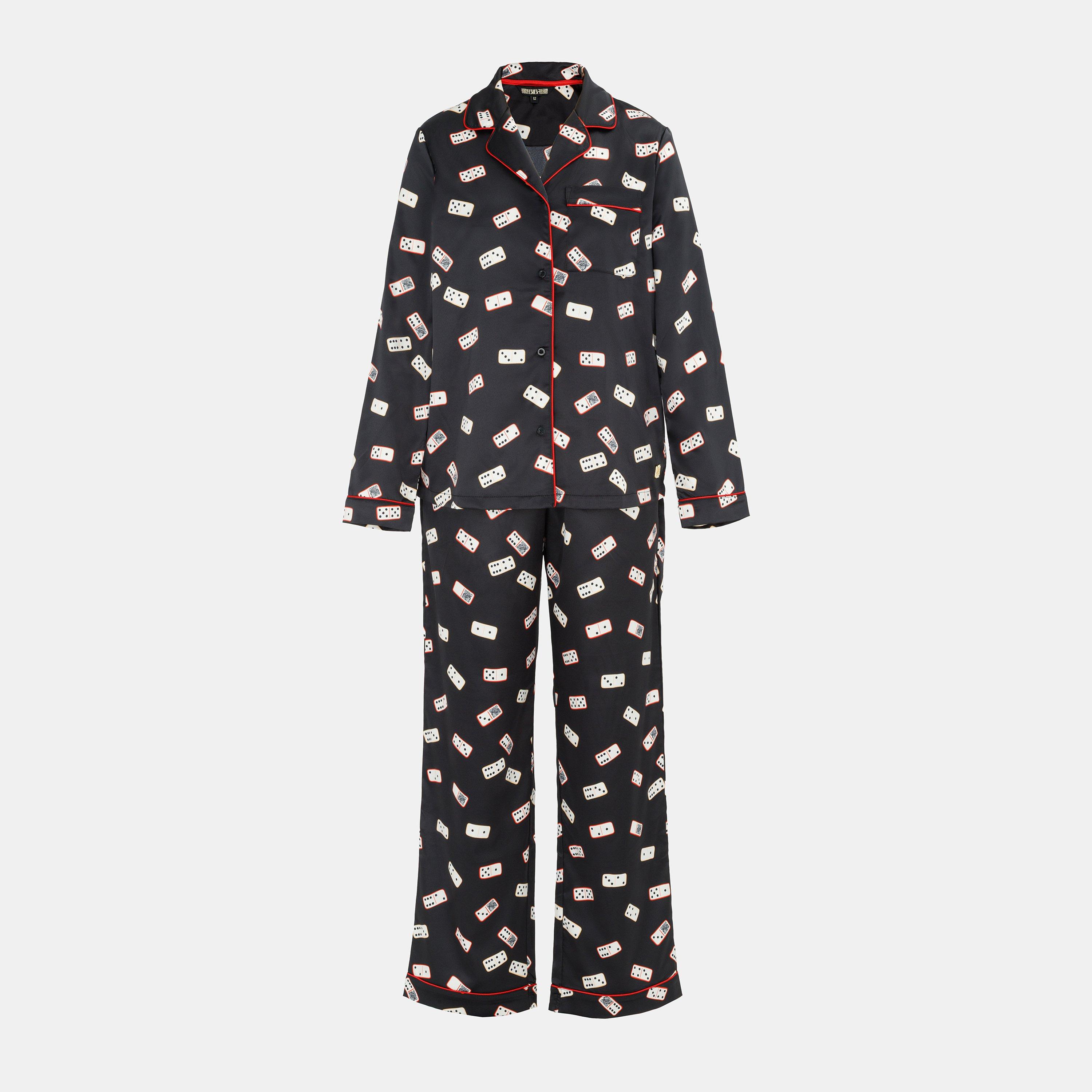 Biba Women's Rever Pyjama Long Sleeve Top - Domino - 10 (S)