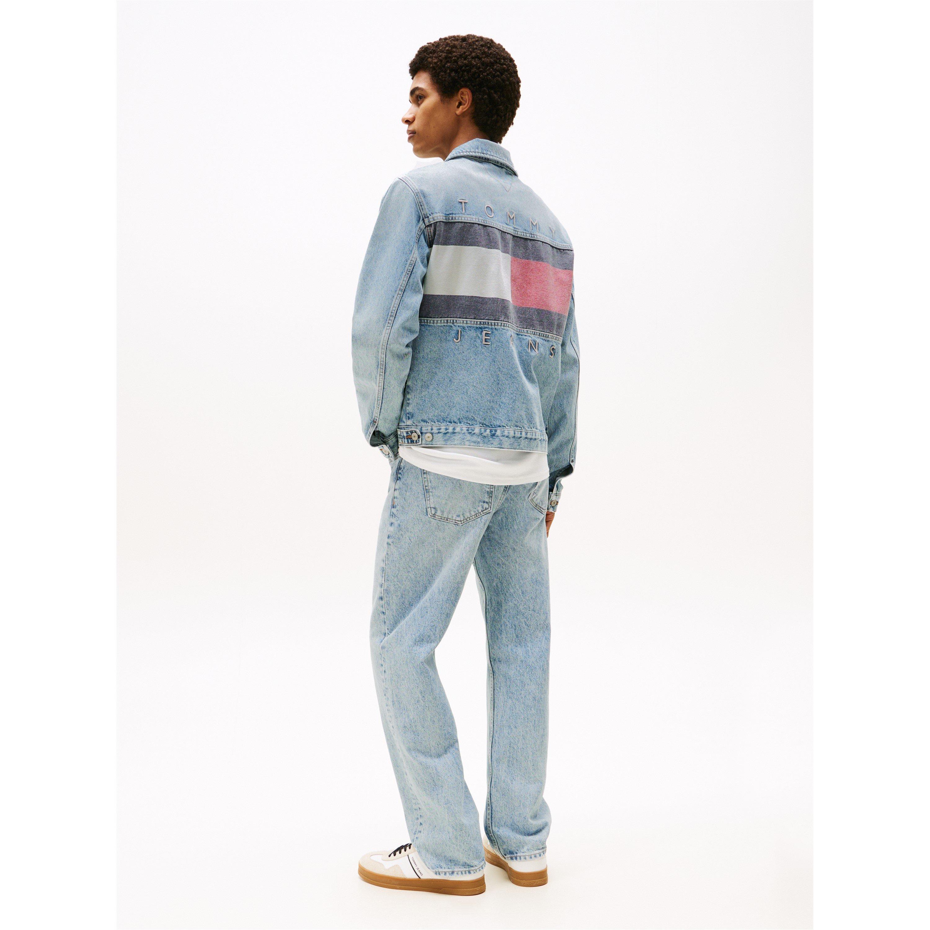 Azul - Tommy Jeans - Men's TJ Flag Structured Button-Through Denim Jacket - 4