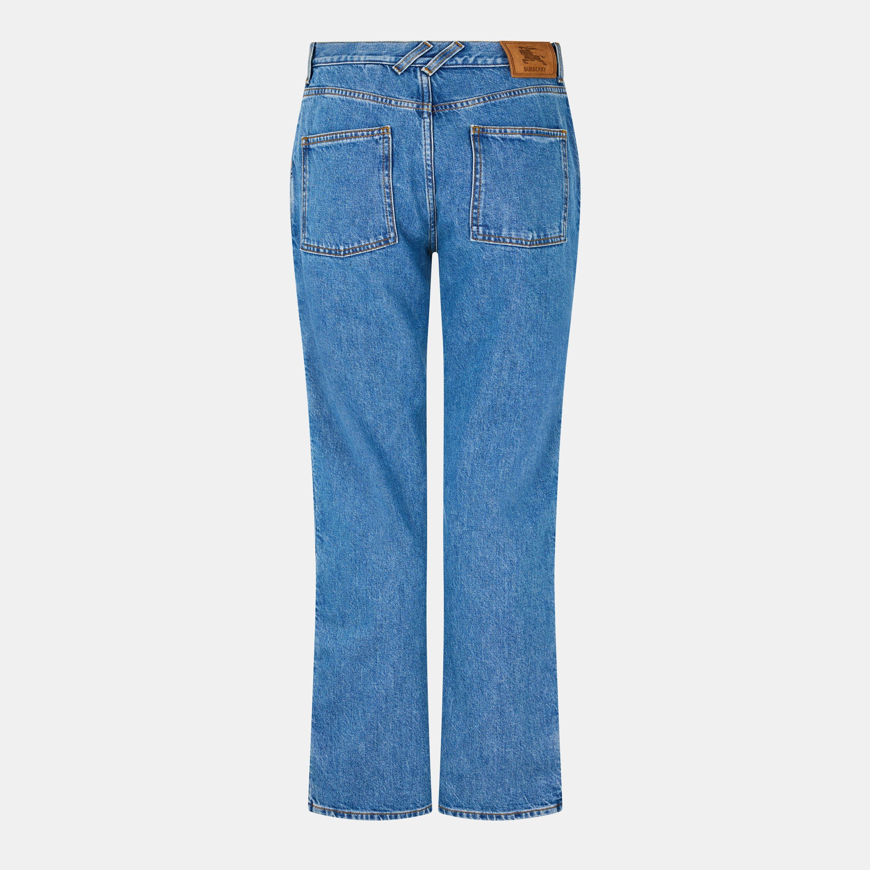 Mid Blue - Burberry - Women's Wide Leg Jeans - 2