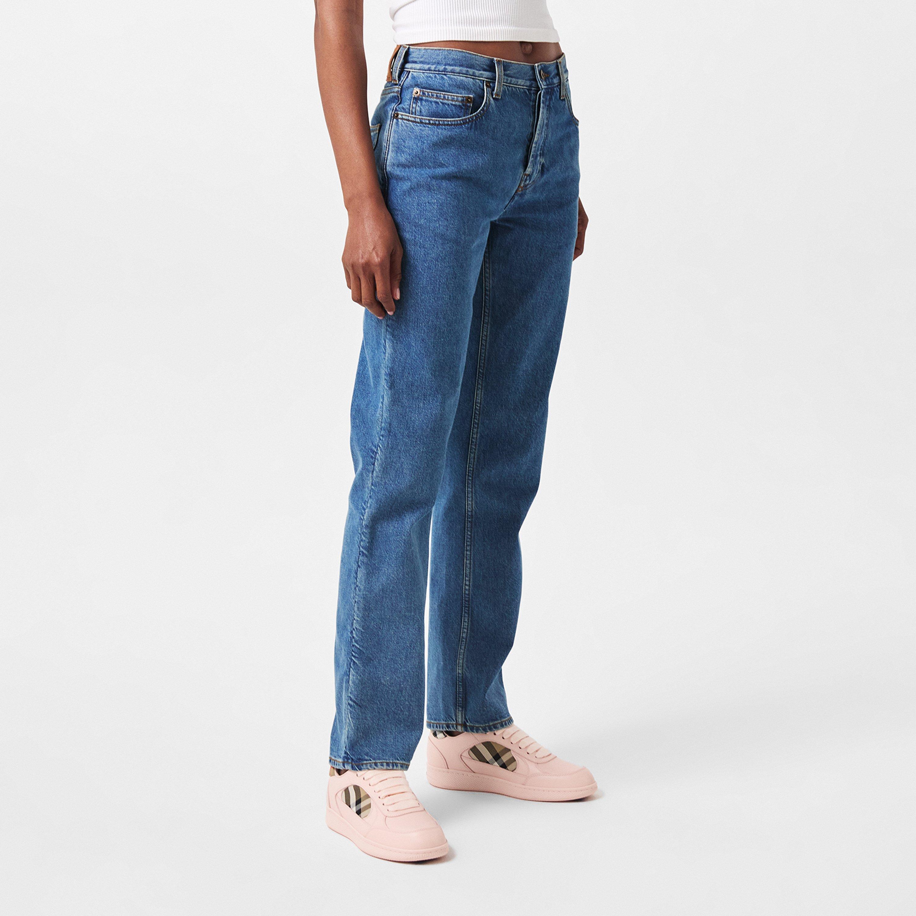 Mid Blue - Burberry - Women's Wide Leg Jeans - 3