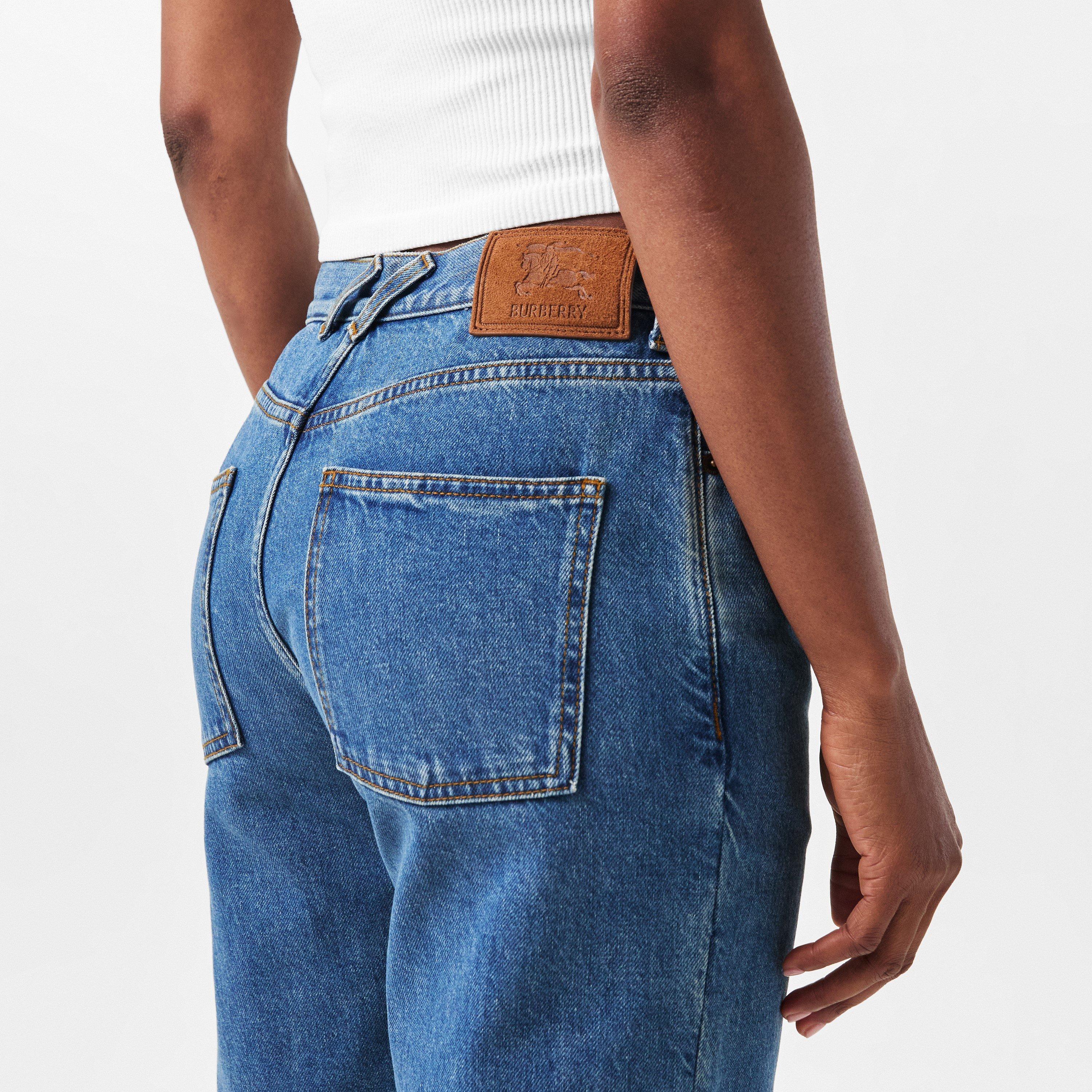 Mid Blue - Burberry - Women's Wide Leg Jeans - 5