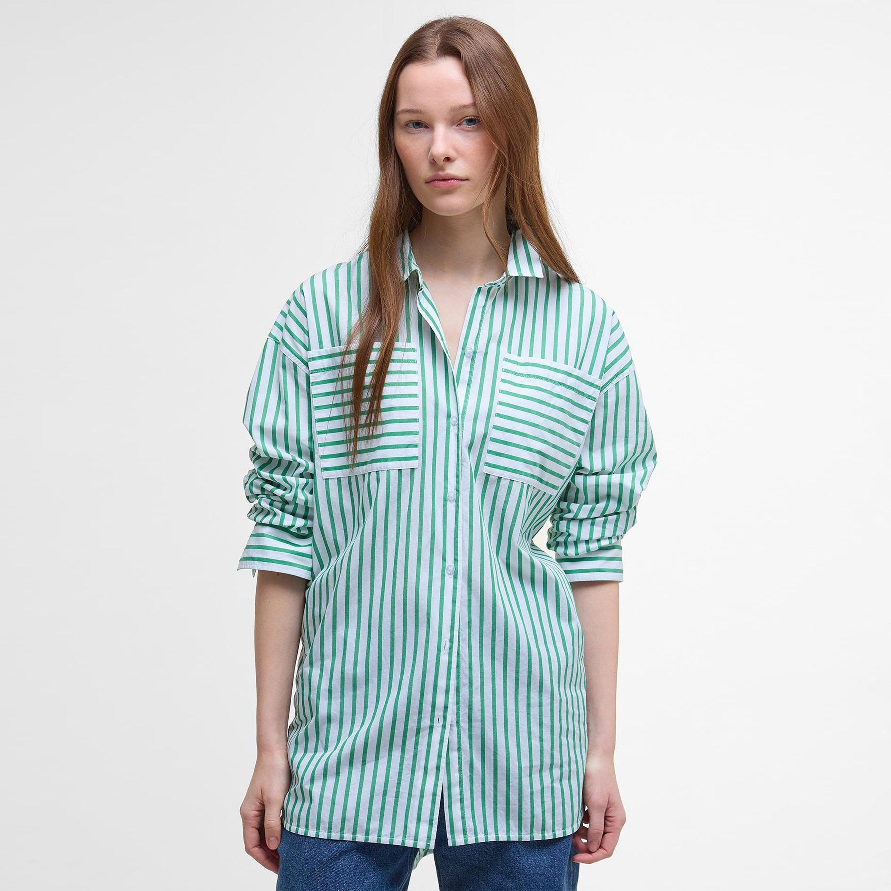 White/Green - Barbour - Women's B.Li Nicola Long-Sleeve Patterned Shirt - 2