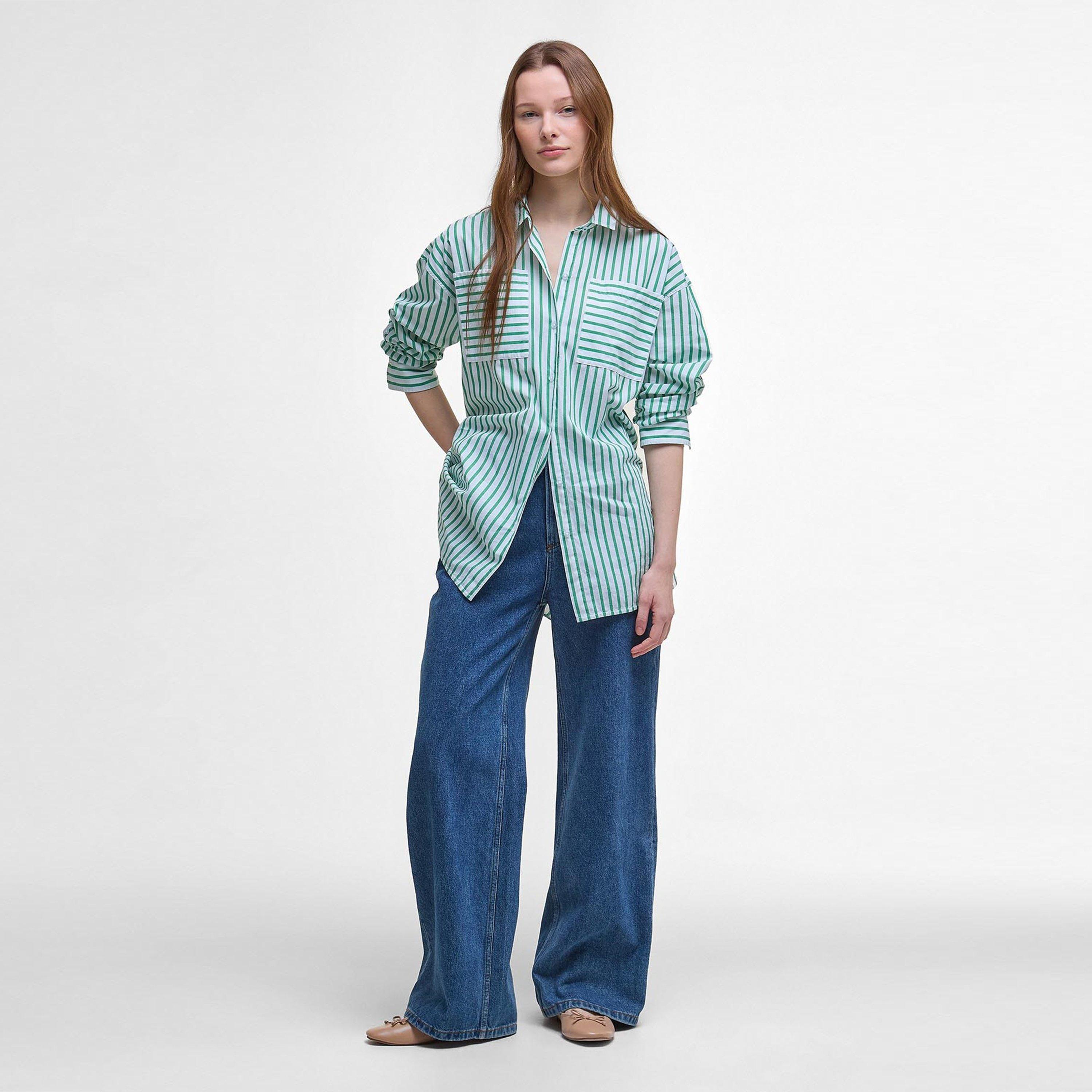 White/Green - Barbour - Women's B.Li Nicola Long-Sleeve Patterned Shirt - 5