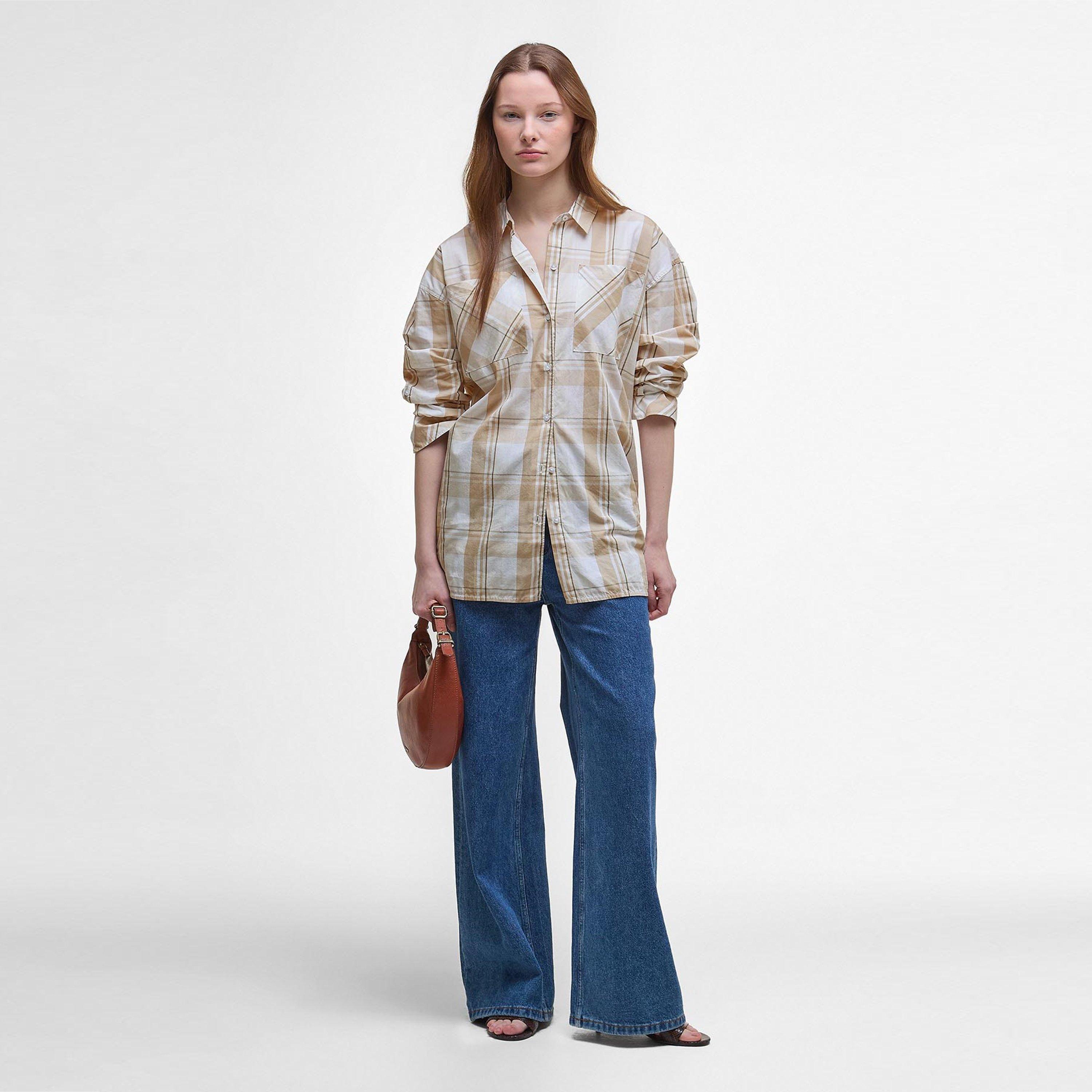 Light Sand - Barbour - Women's Nicola Long-Sleeve Patterned Shirt - 5