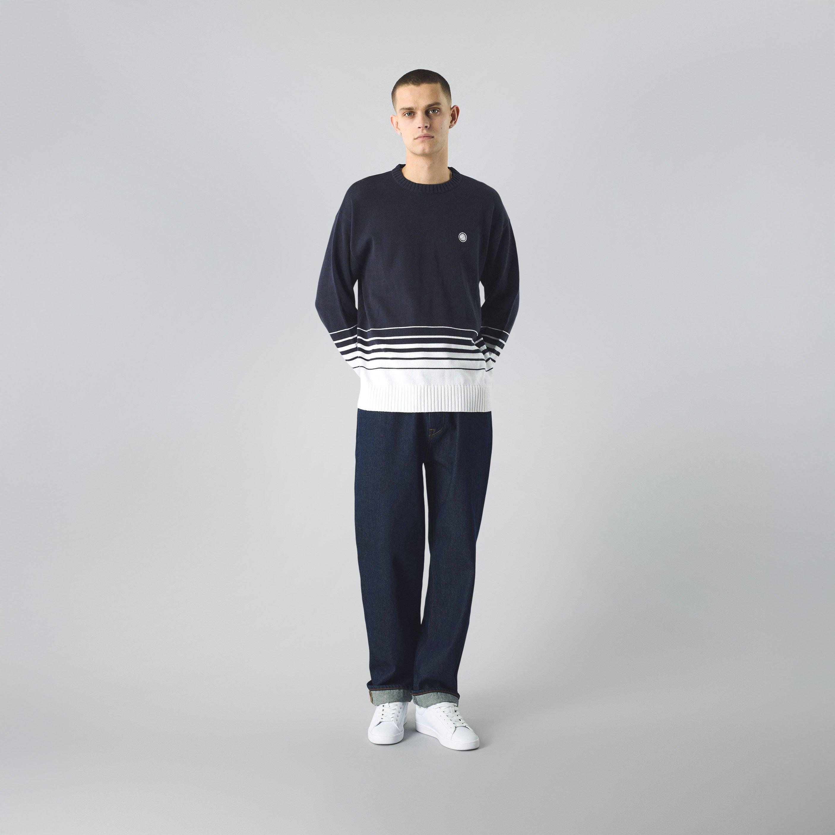 Marine - Pretty Green - Men's Gradient Knitted Crew Neck Jumper - 2