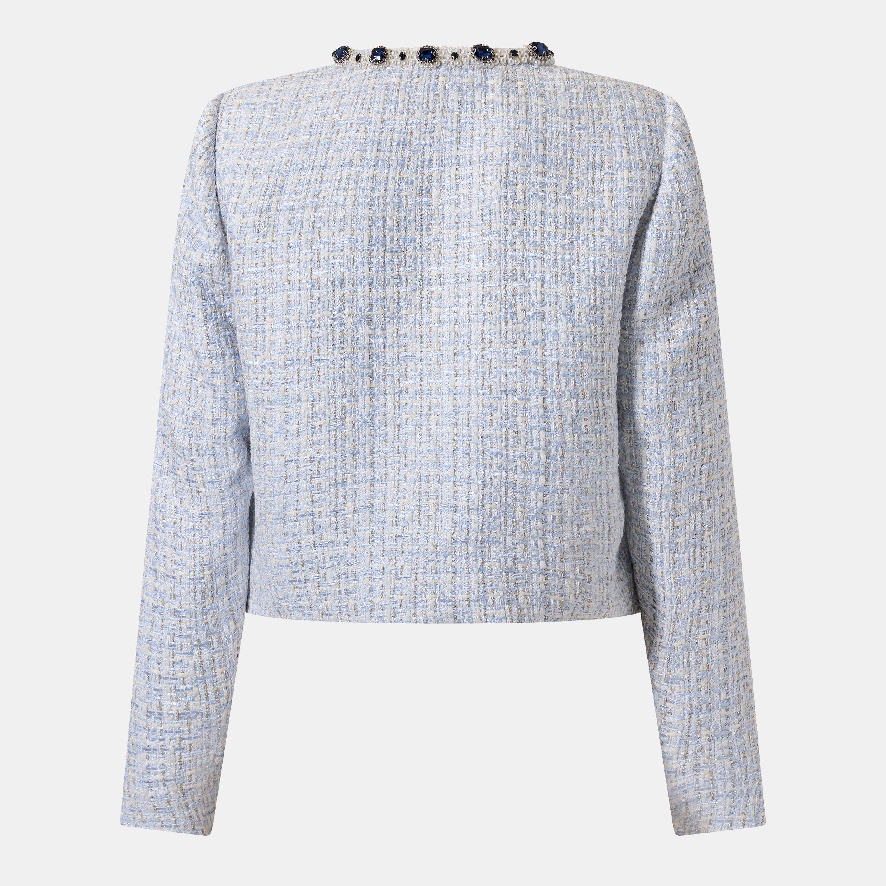 Blue - Self Portrait - Women's Boucle Cardigan - 2