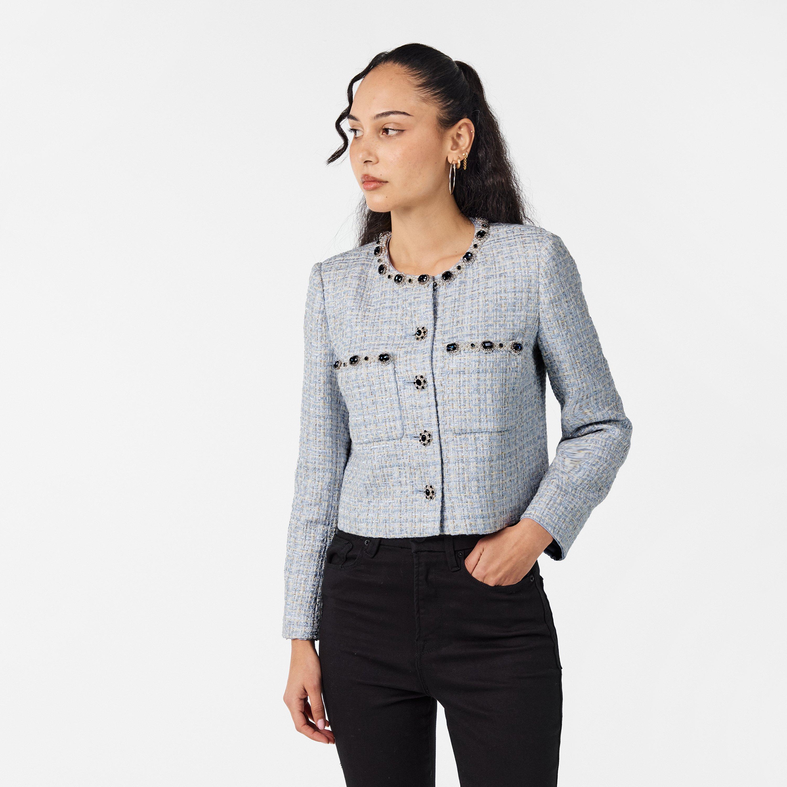 Blue - Self Portrait - Women's Boucle Cardigan - 3