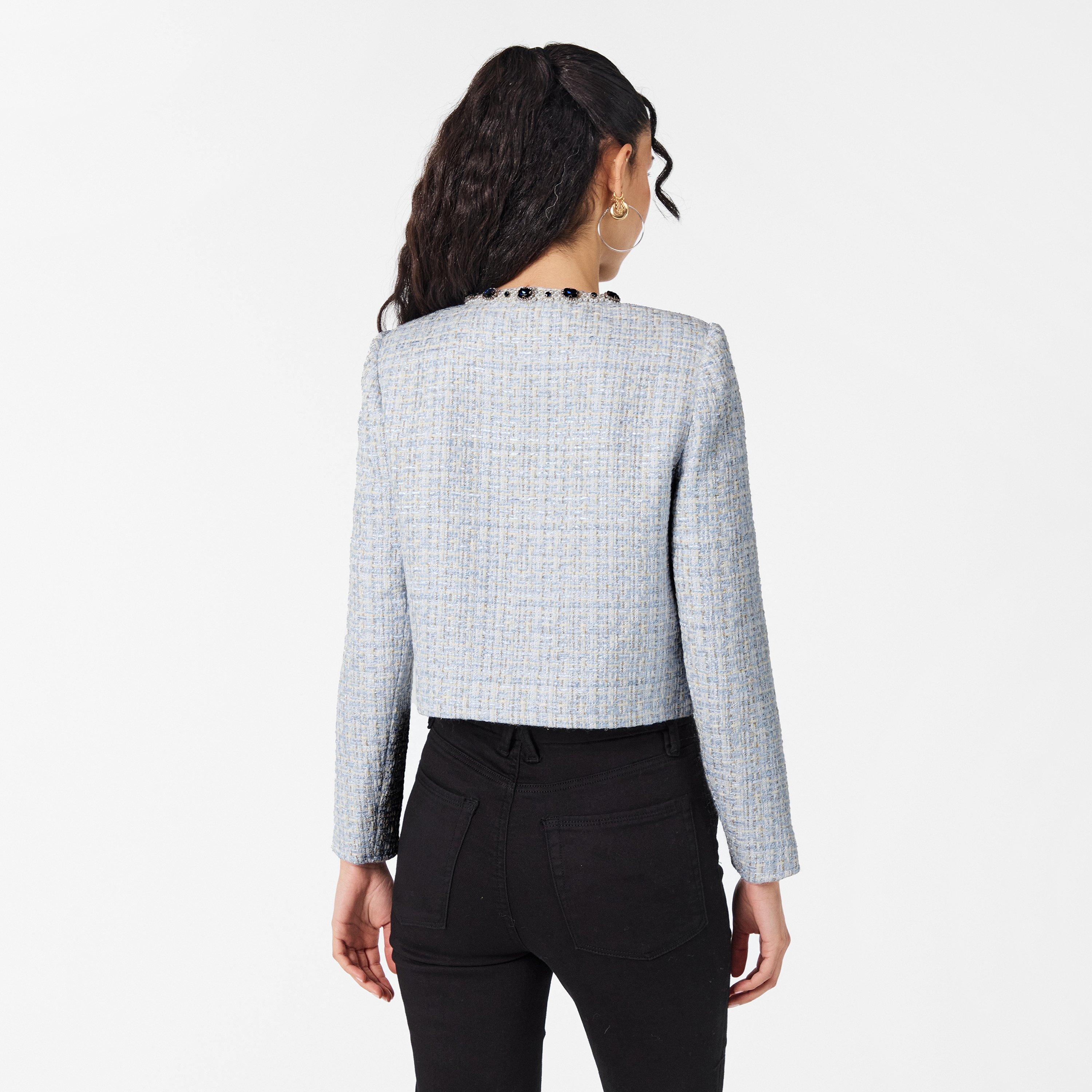 Blue - Self Portrait - Women's Boucle Cardigan - 4