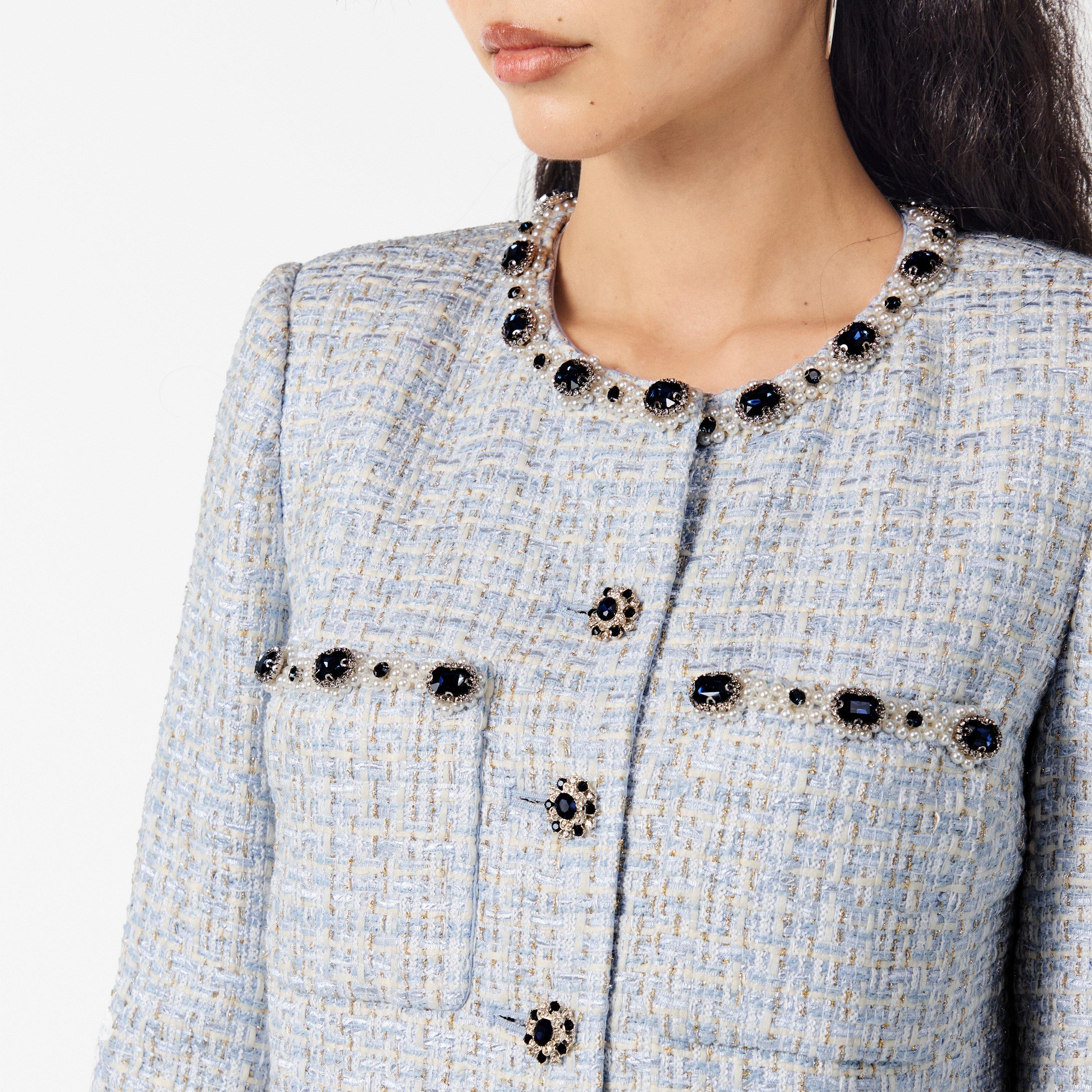 Blue - Self Portrait - Women's Boucle Cardigan - 5