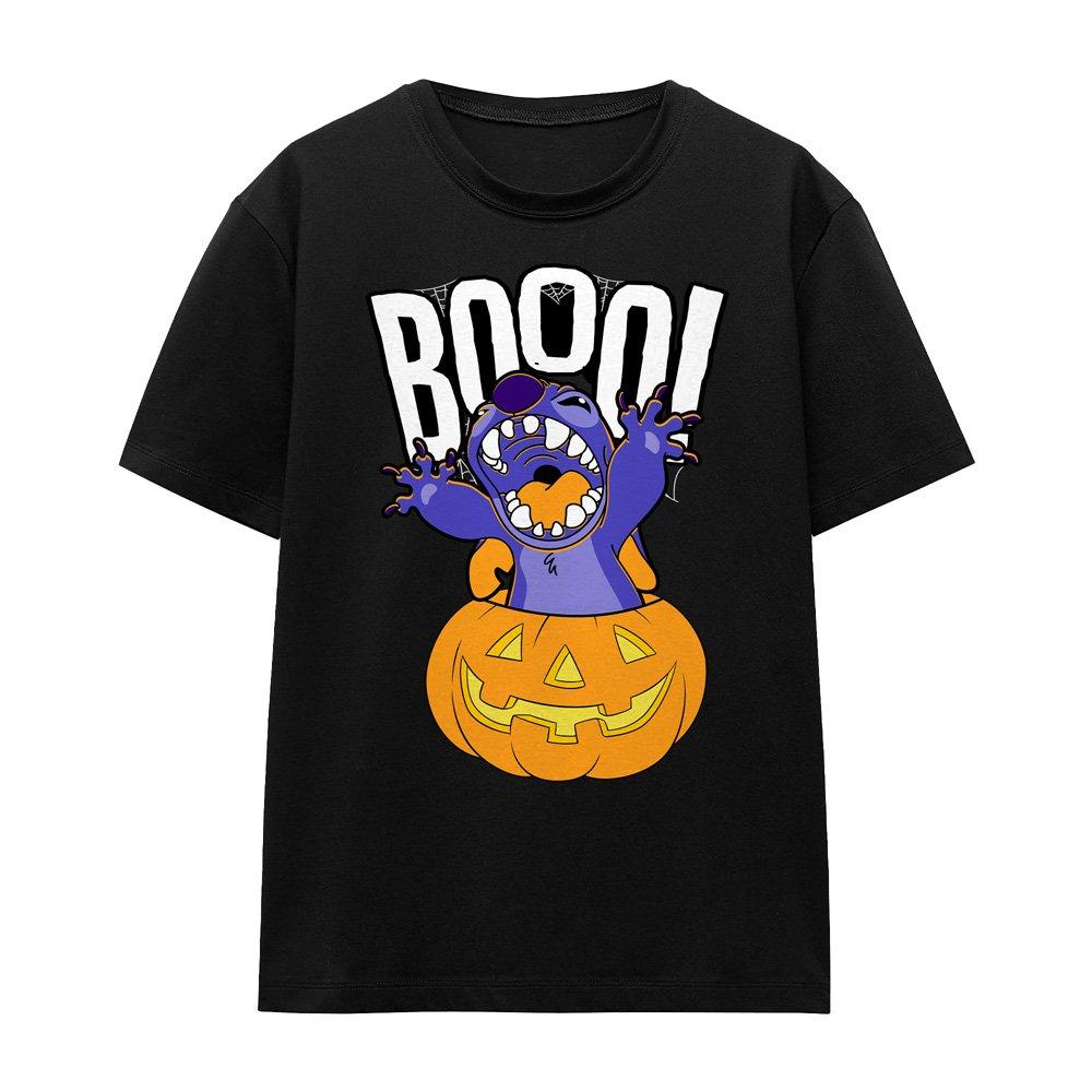 Black - Disney - Lilo Stitch Laughing Pumpkin T-Shirt Black - 4
