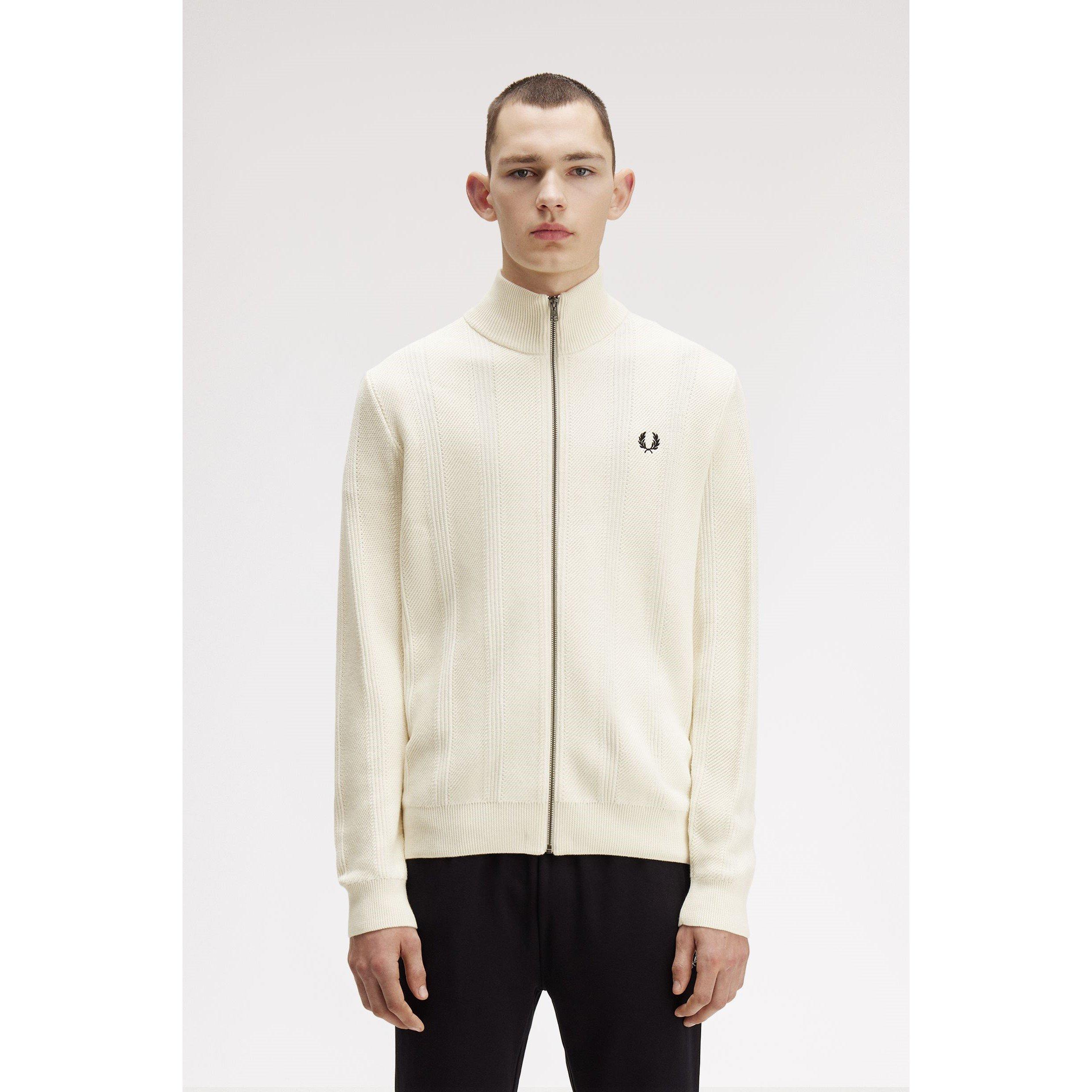 Black 102 - Fred Perry - Men's Textured Full-Zip Knitted Top - 3