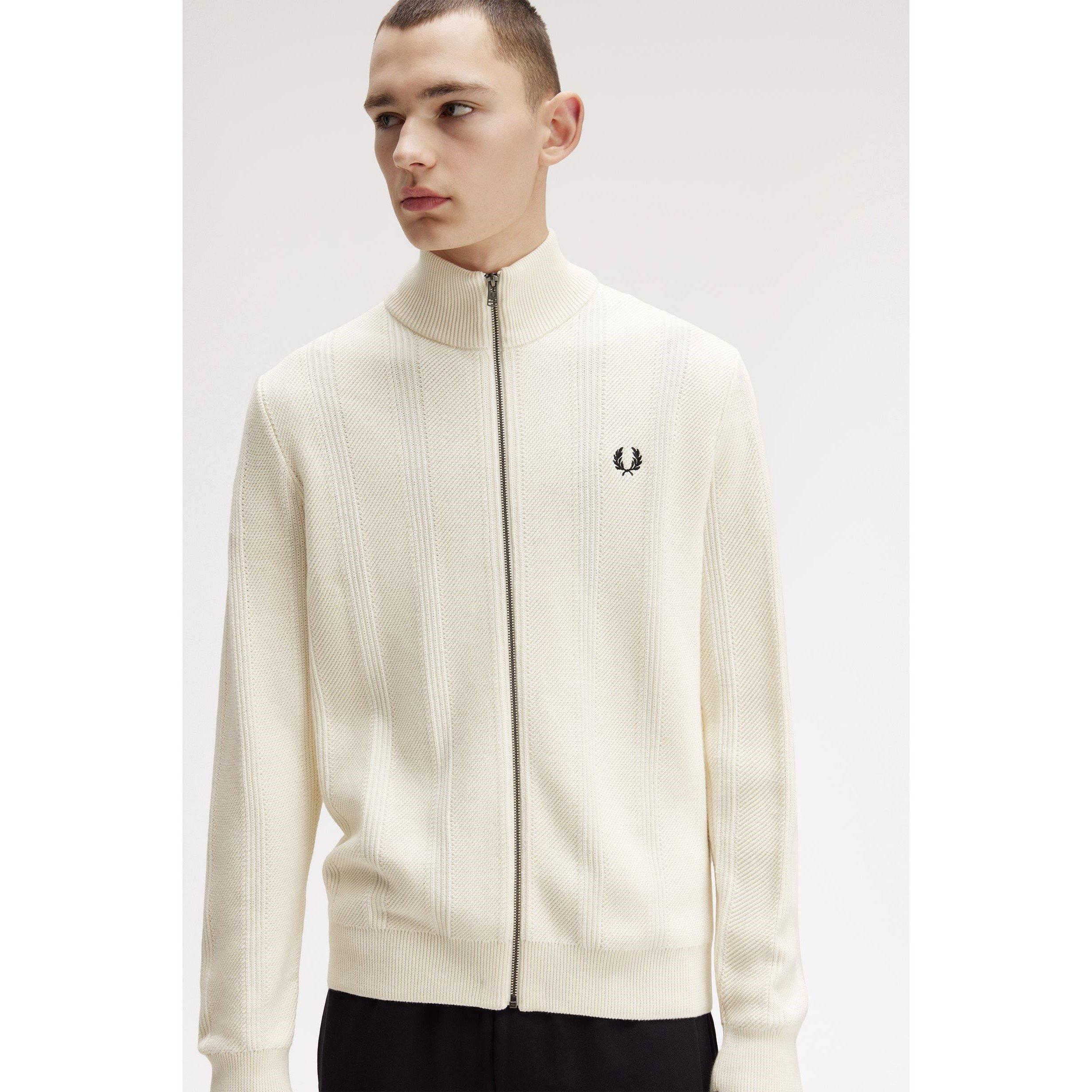Black 102 - Fred Perry - Men's Textured Full-Zip Knitted Top - 5