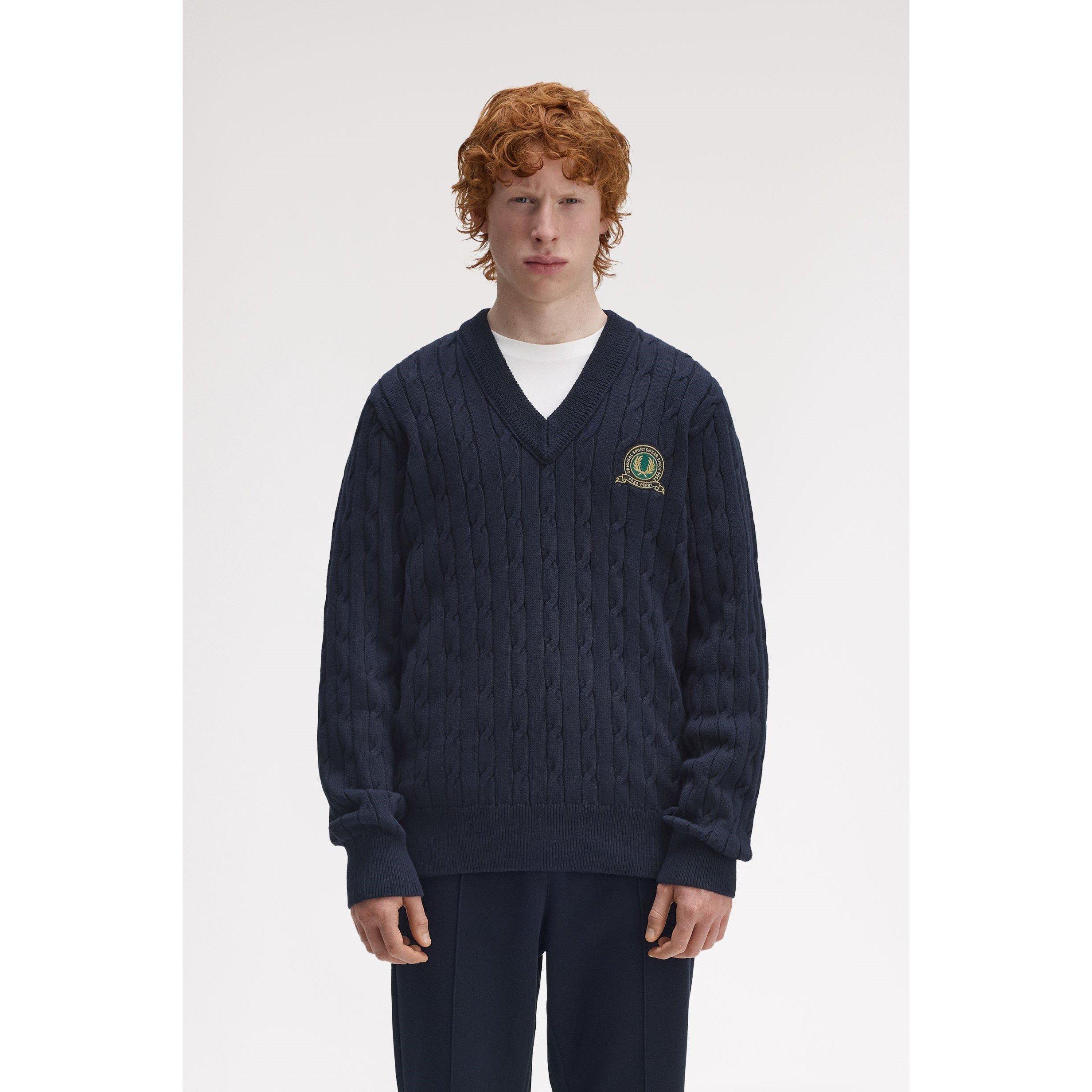 Navy 608 - Fred Perry - Men's Badge Crew Neck Jumper - 3