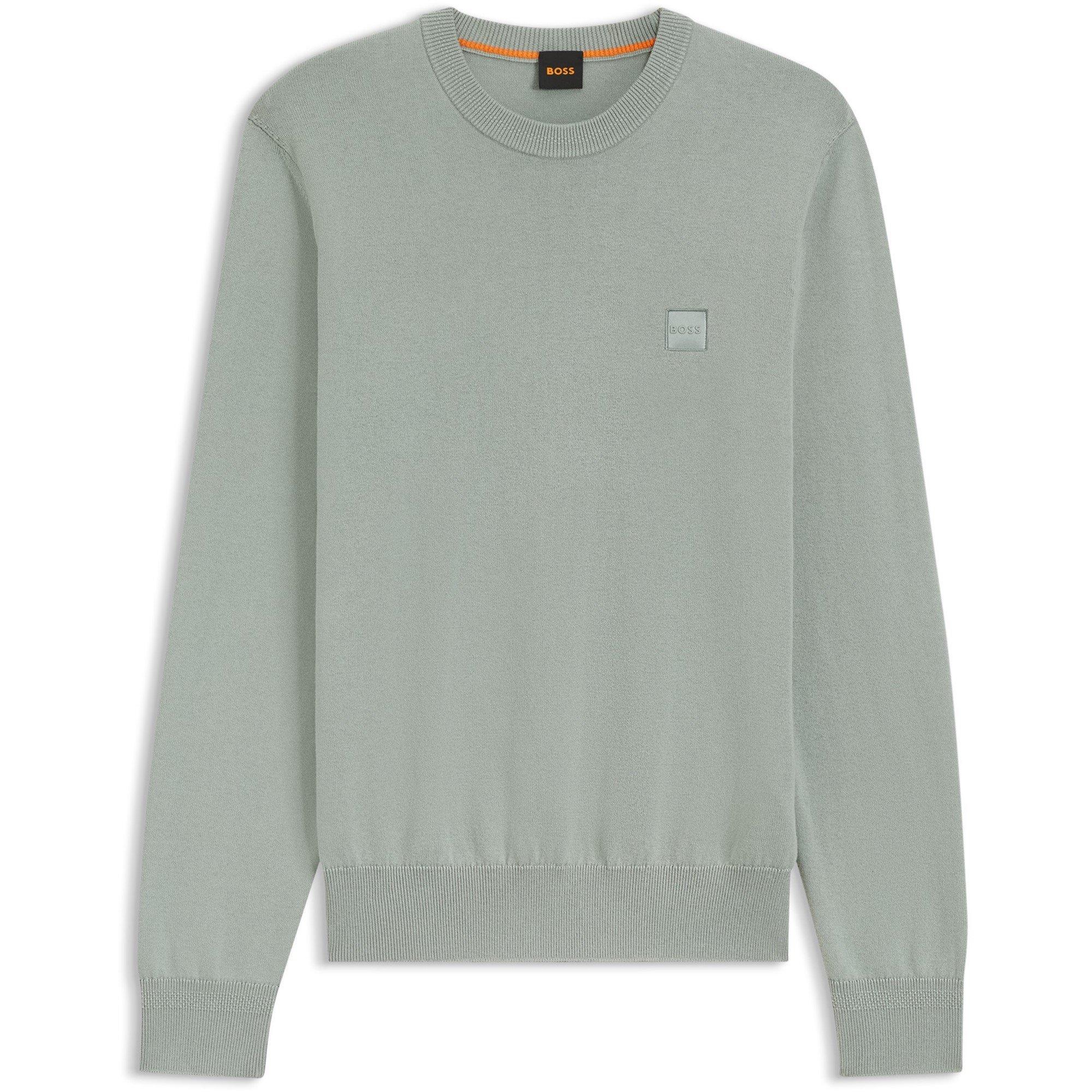 Boss Mens BOSS ORANGE Long Sleeve Crew Neck Jumper (Kanovano) - Open Green 351 - M