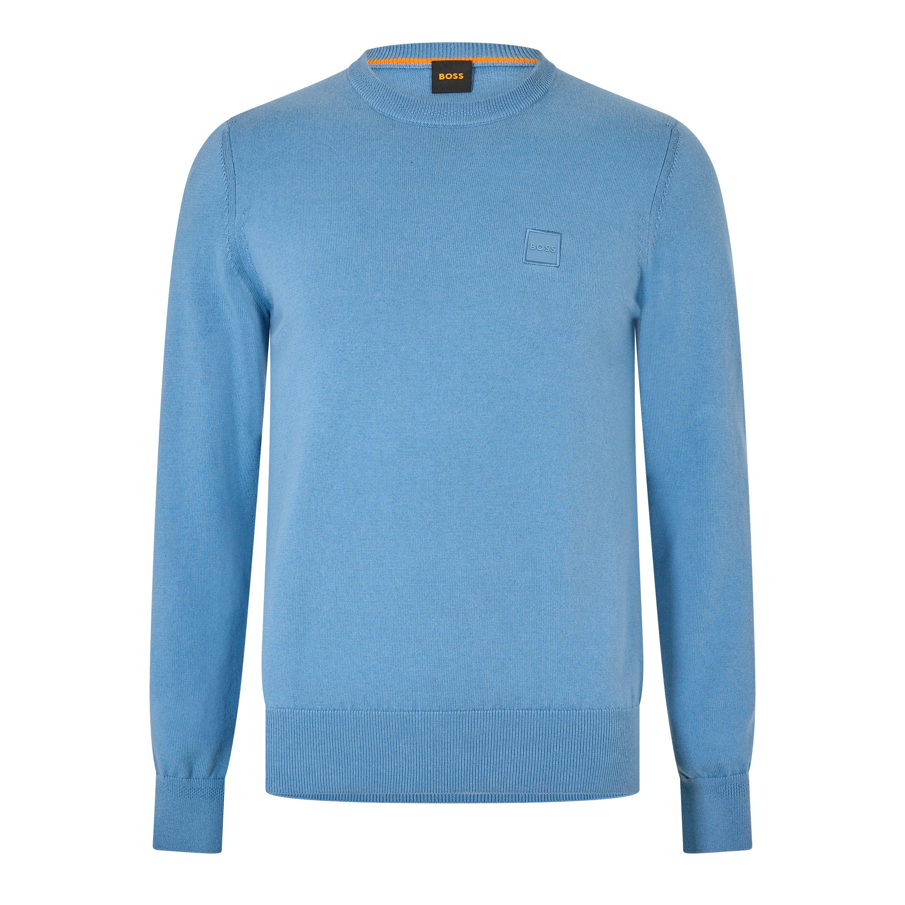 Boss Mens BOSS ORANGE Long Sleeve Crew Neck Jumper (Kanovano) - Open Blue - S