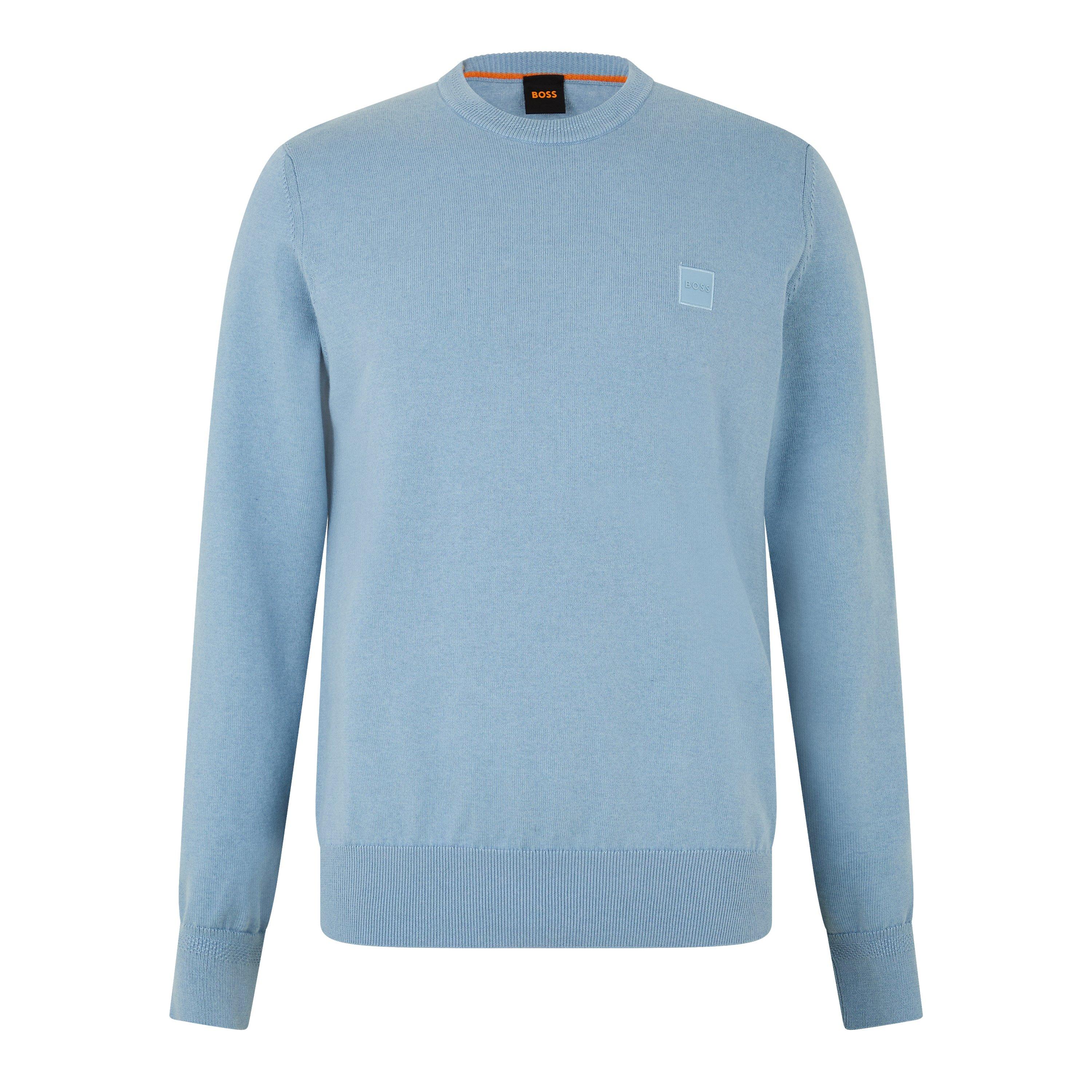 Boss Mens BOSS ORANGE Long Sleeve Crew Neck Jumper (Kanovano) - Pastel Blue - S