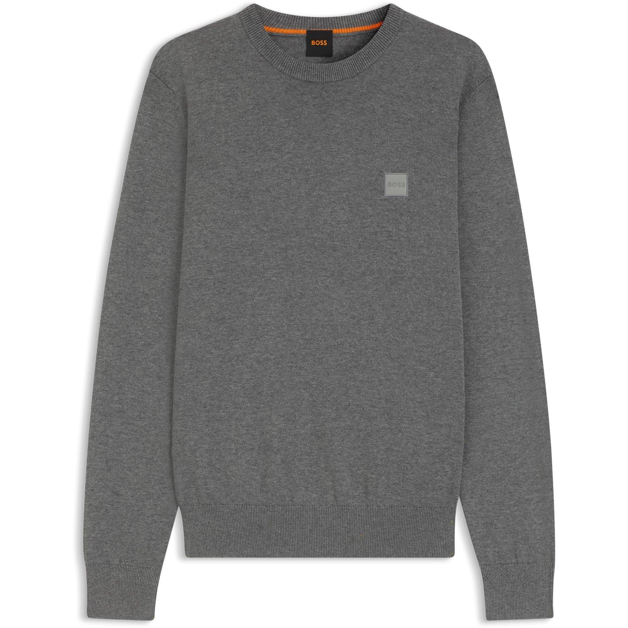 Boss Mens BOSS ORANGE Long Sleeve Crew Neck Jumper (Kanovano) - Silver 041 - XL