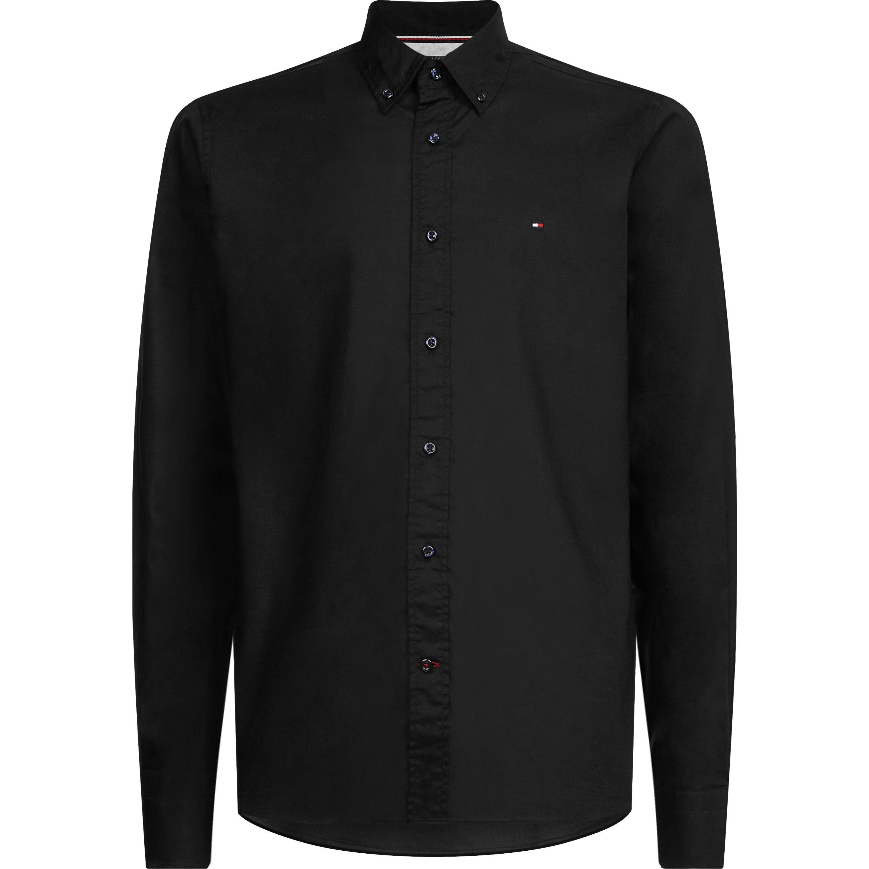 Tommy Hilfiger Core Flex Long Sleeve Poplin Shirt - Black BDS - S