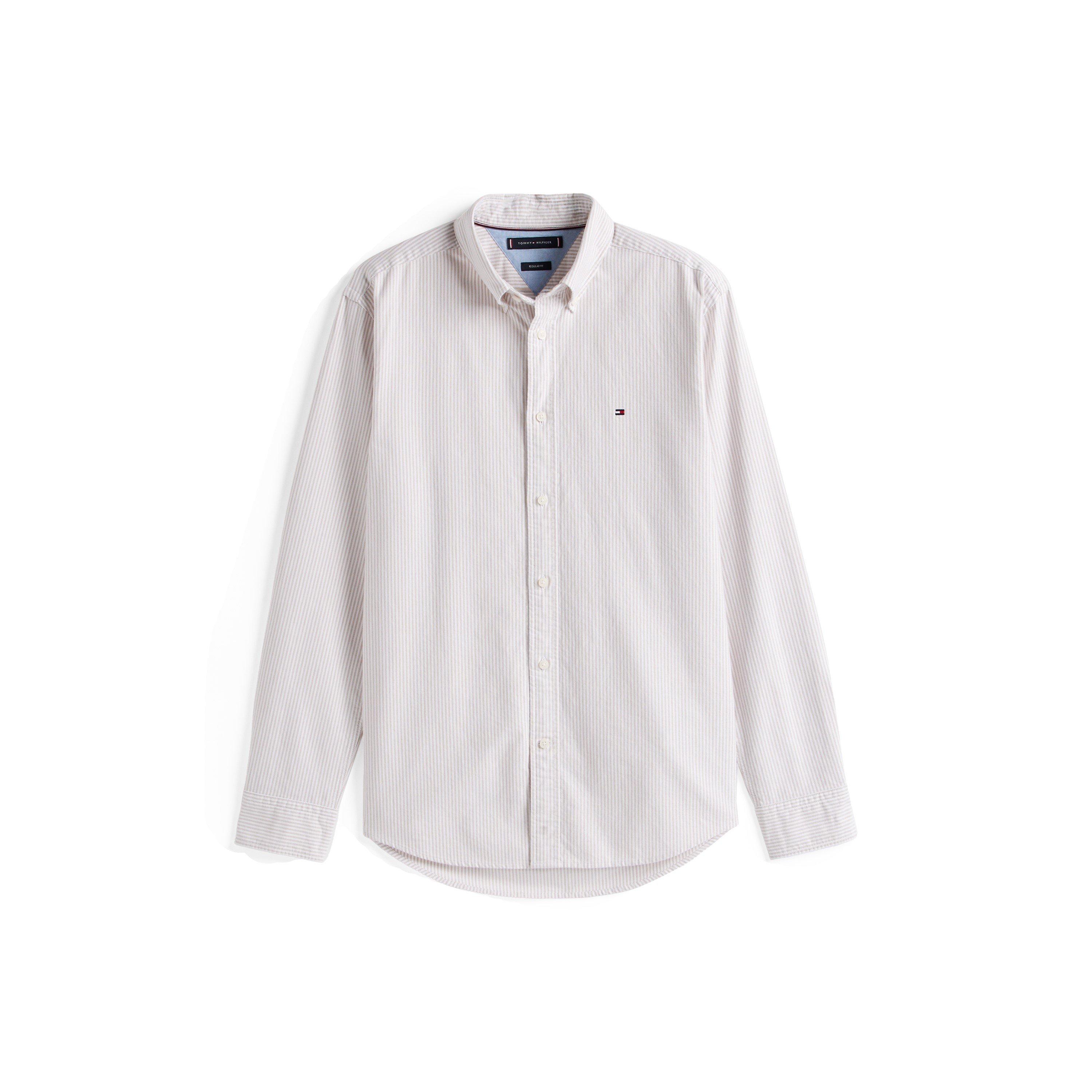 Tommy Hilfiger Men's Core 1985 Flex Oxford Stripe Shirt - Safari 0Bj - 2XL