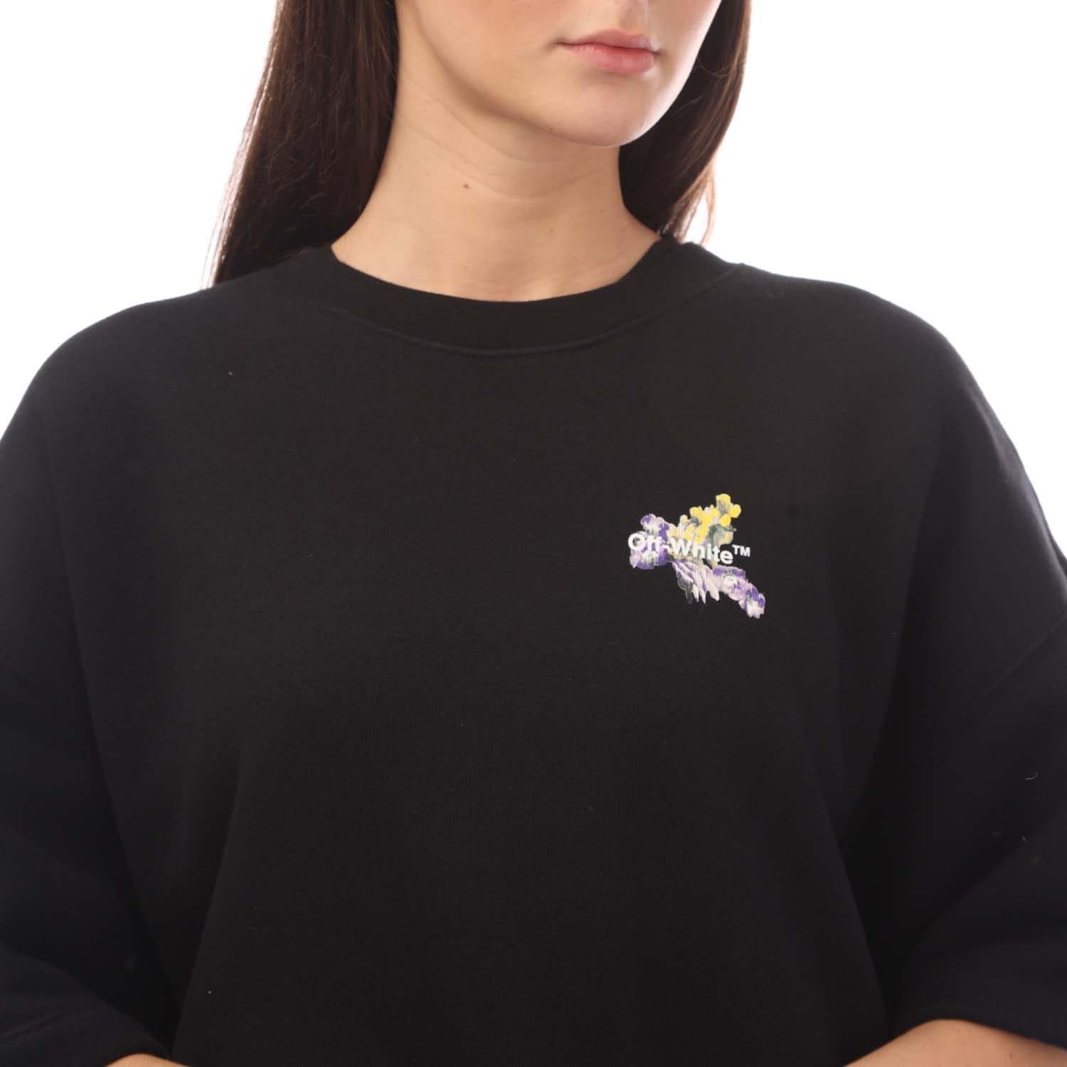 Black - Off White - Flower Arrow Snap T-Shirt Dress - 4