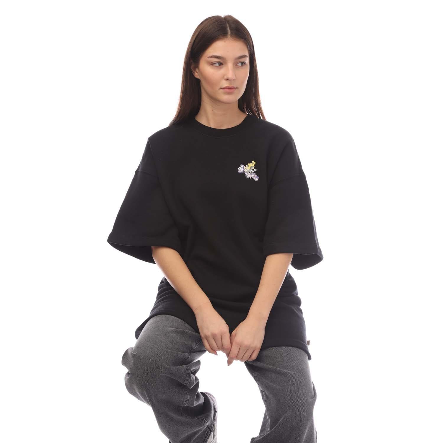 Black - Off White - Flower Arrow Snap T-Shirt Dress - 6