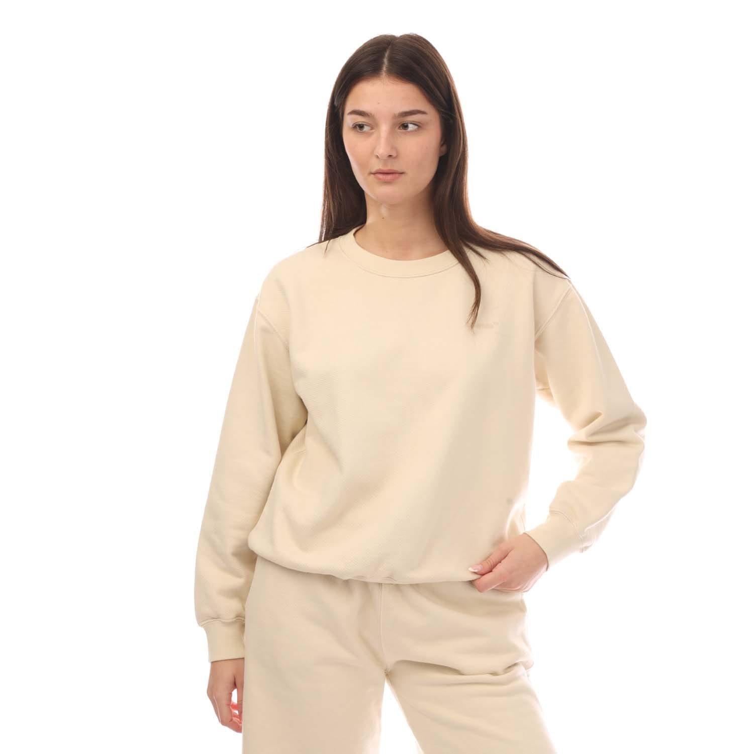 Beige - Off White - Diagonal Regular Crewneck Sweatshirt - 1