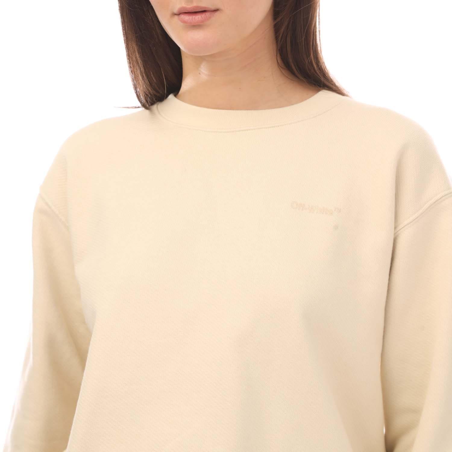 Beige - Off White - Diagonal Regular Crewneck Sweatshirt - 5