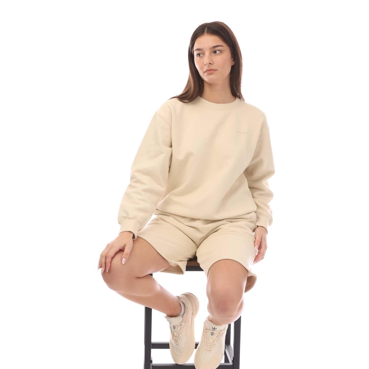 Beige - Off White - Diagonal Regular Crewneck Sweatshirt - 6
