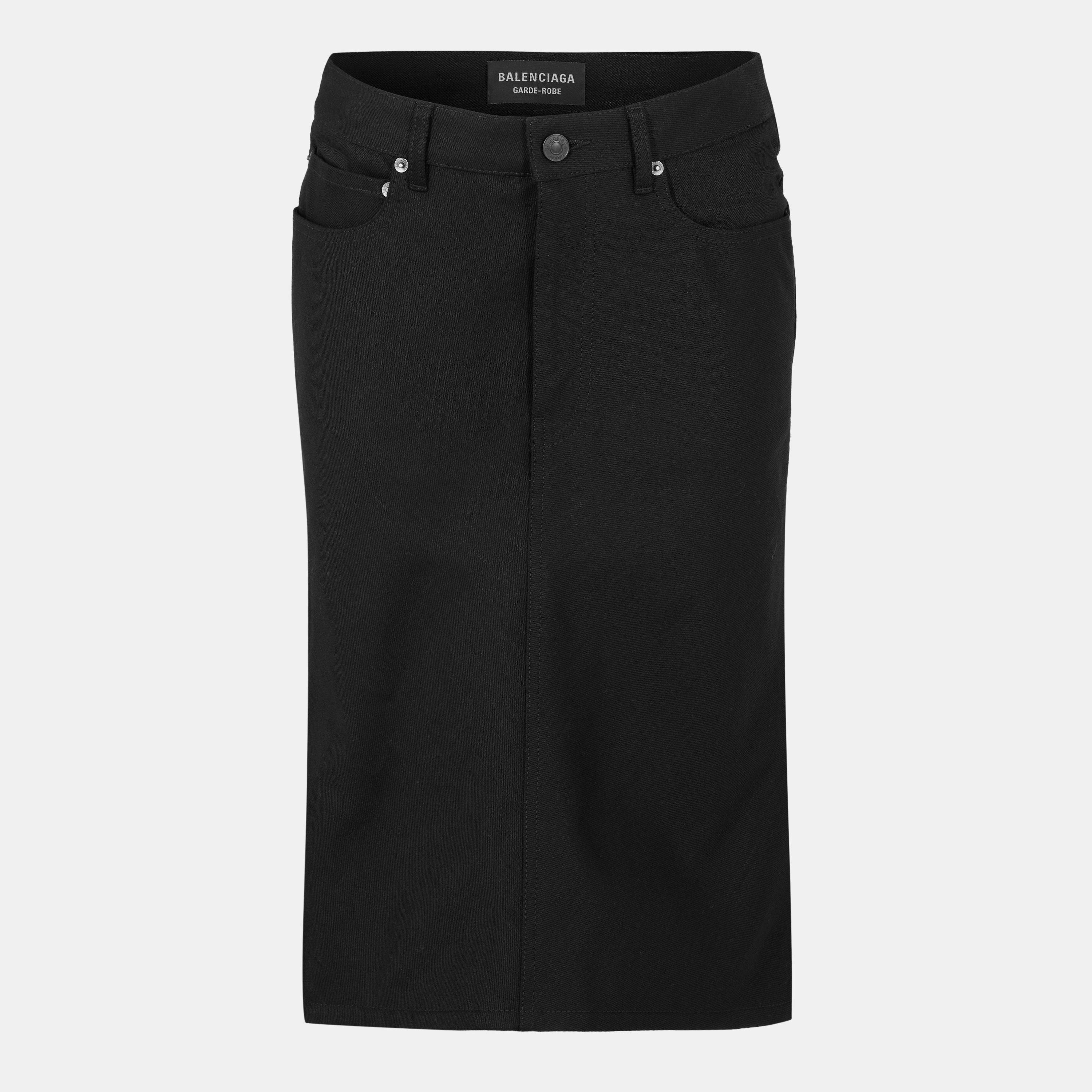 Black - Balenciaga - Women's Denim Mid-Rise Skirt - 1