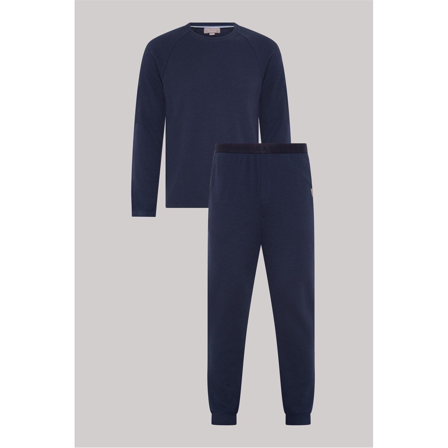 Ted Baker Men's Waffle Long Sleeve Top And Jogger Set - Navy - M (3)