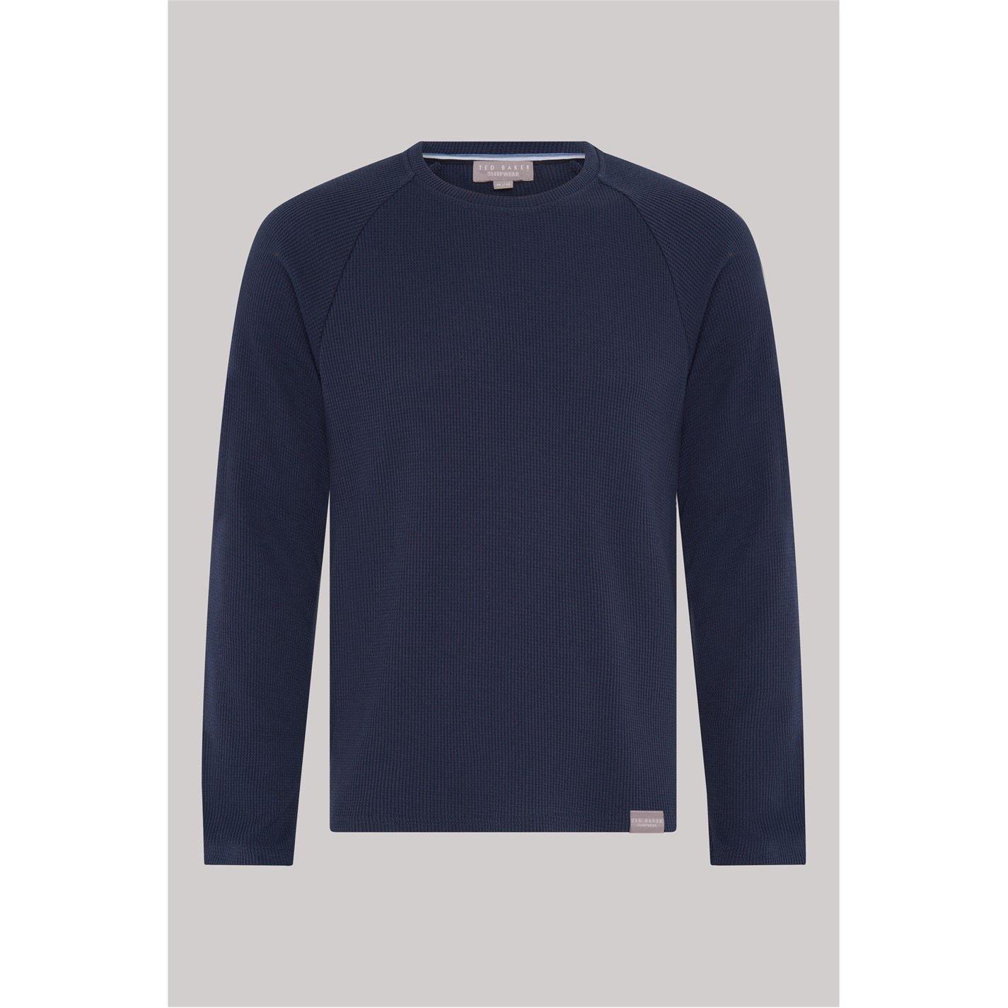 Navy - Ted Baker - Waffle Long Sleeve Top and Jogger Set - 2