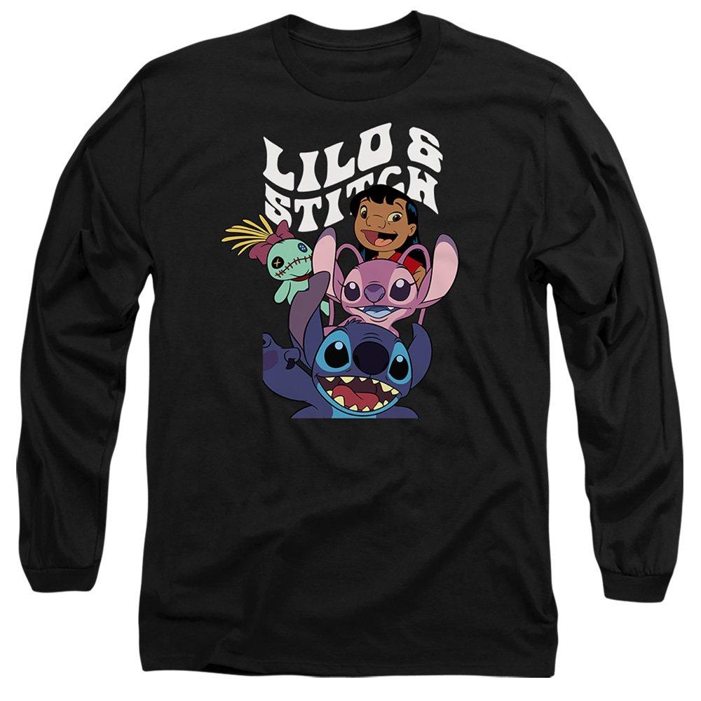 Black - Disney - Lilo Stitch Character Montage Long Sleeve T-Shirt - 1