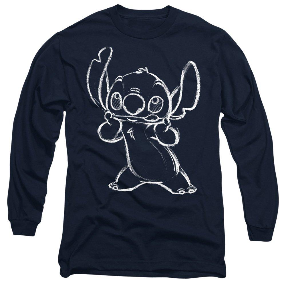 Navy - Disney - Lilo And Stitch Sketch Long Sleeve T-Shirt Navy - 1