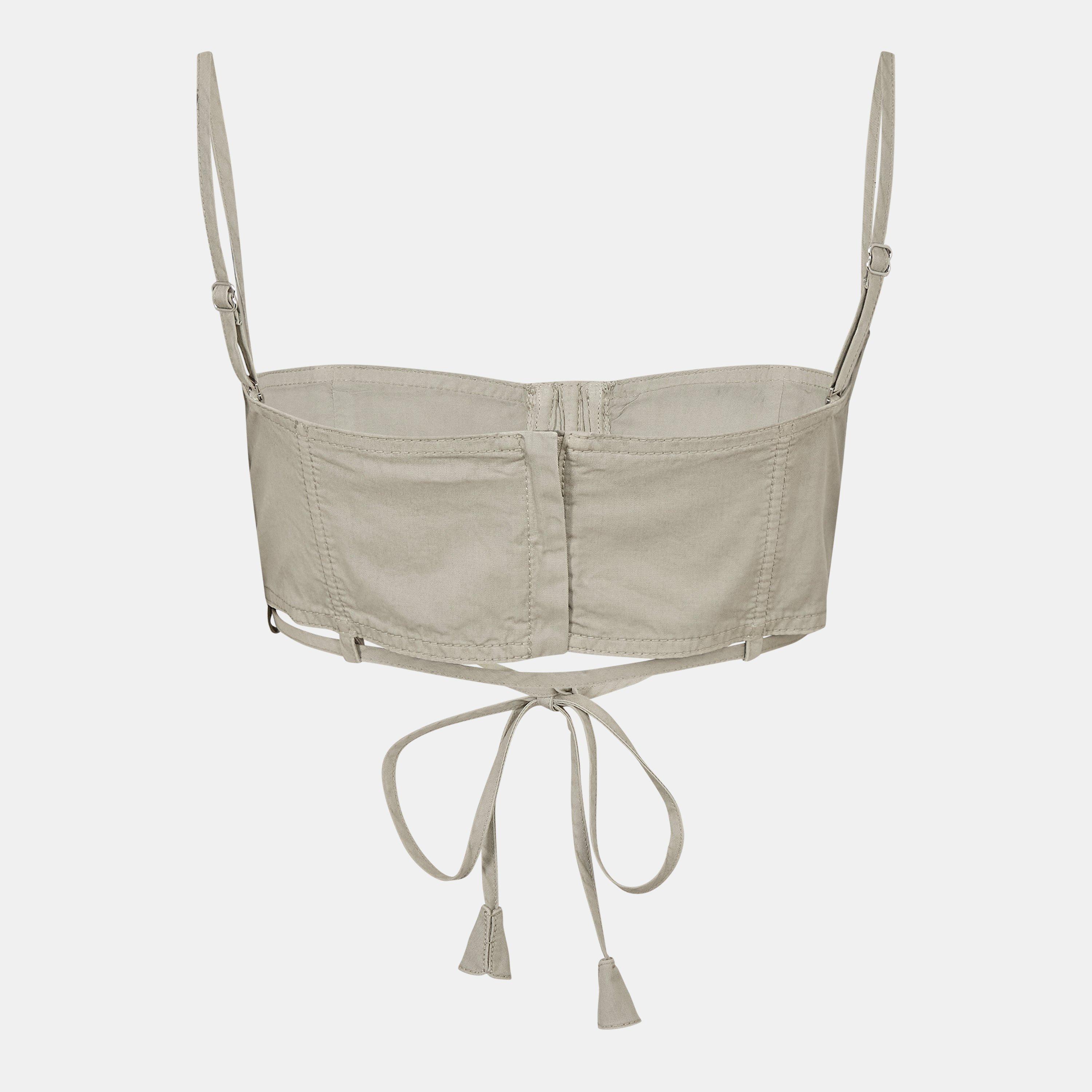 Olive Leaf - Gucci - Twill Top With Tie Detailing - 2