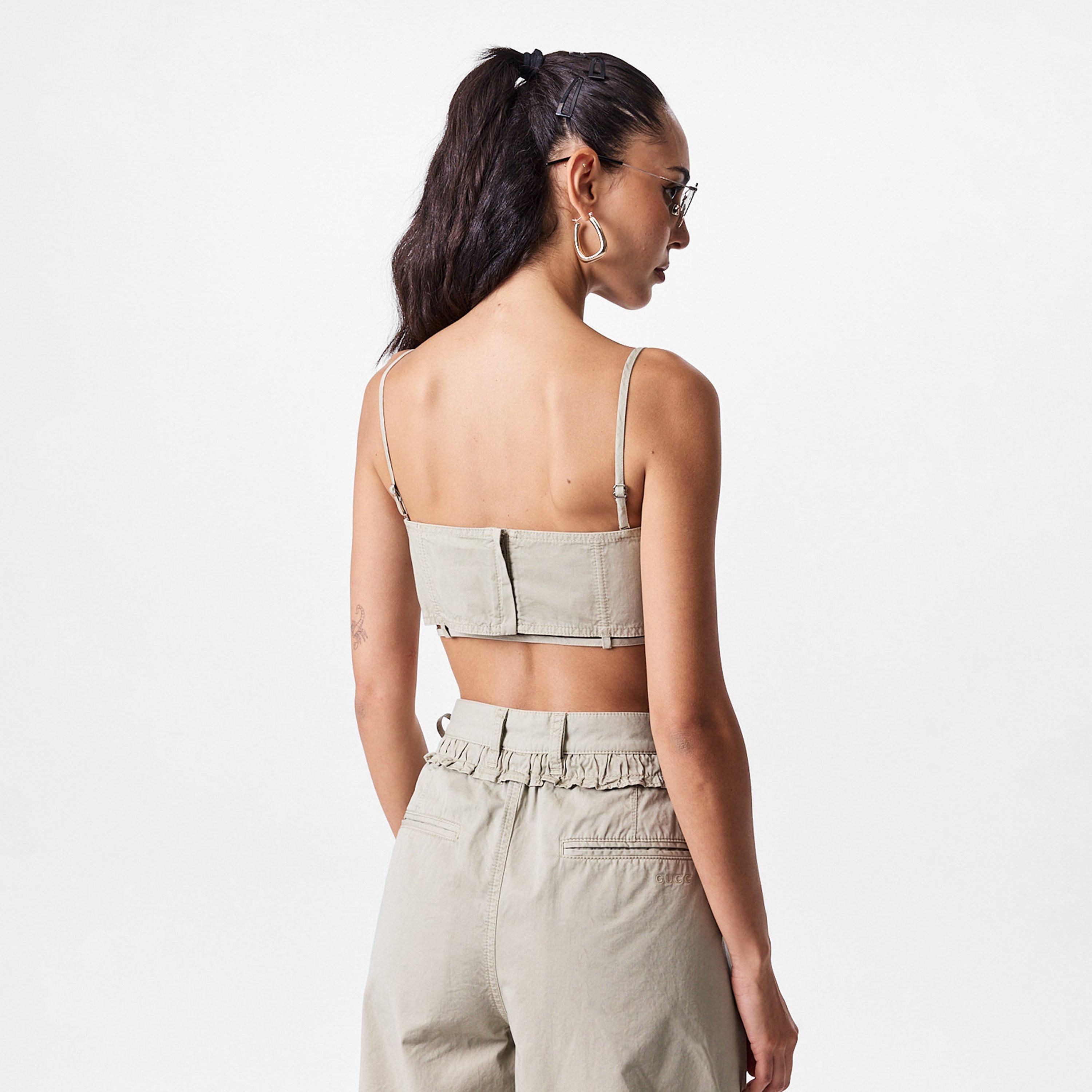 Olive Leaf - Gucci - Twill Top With Tie Detailing - 4