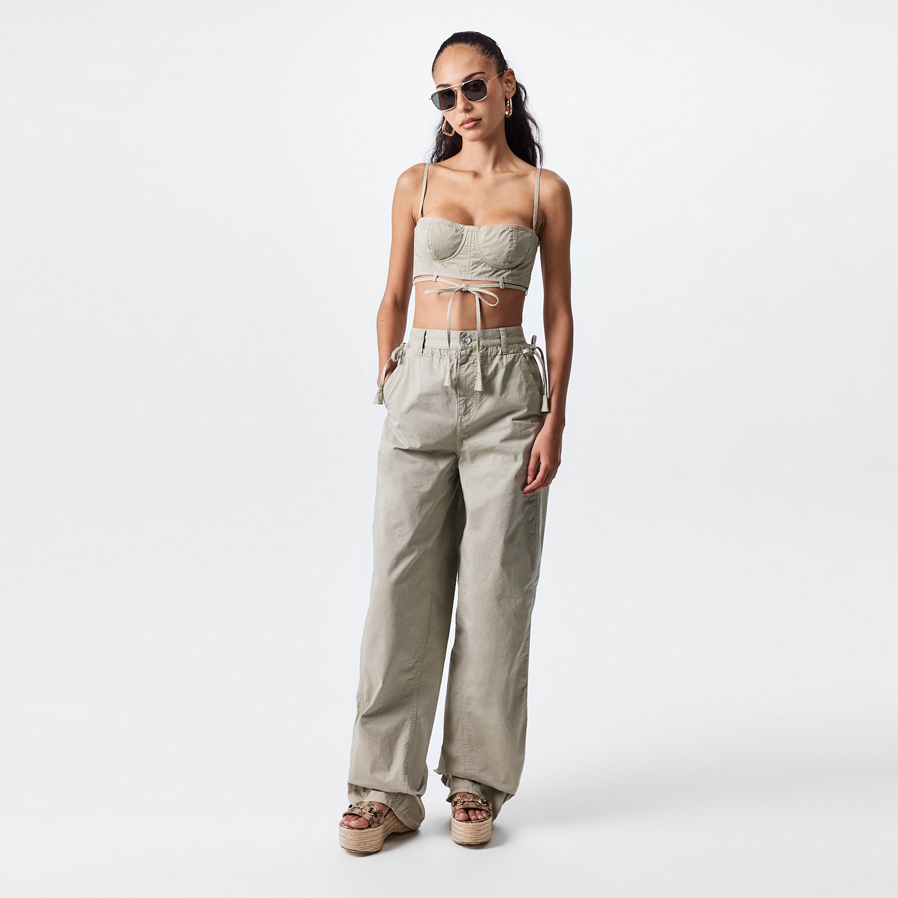 Olive Leaf - Gucci - Twill Top With Tie Detailing - 6