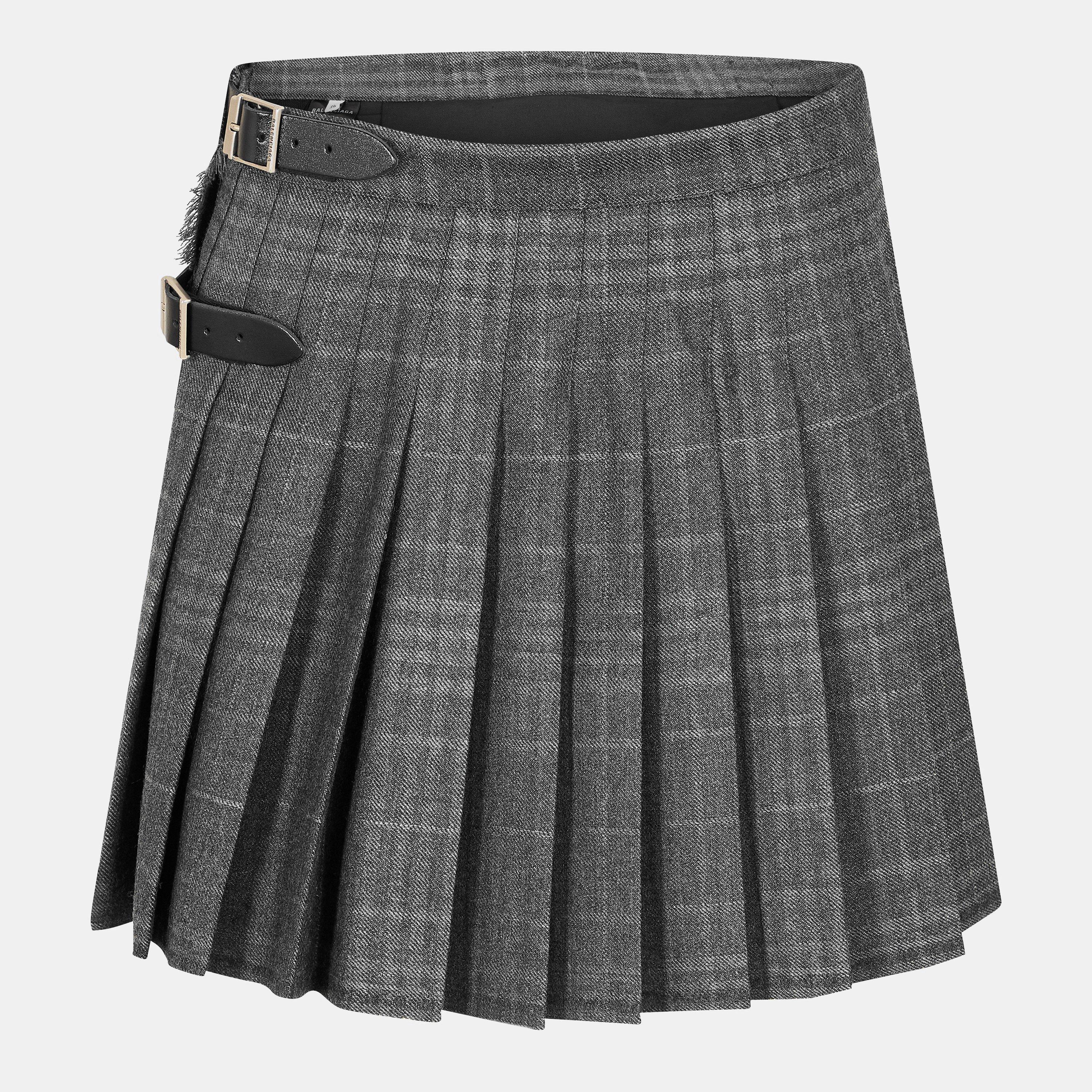 Balenciaga Women's Bal Pleat Mini Pleated Skirt - Grey - Size 12 (M)