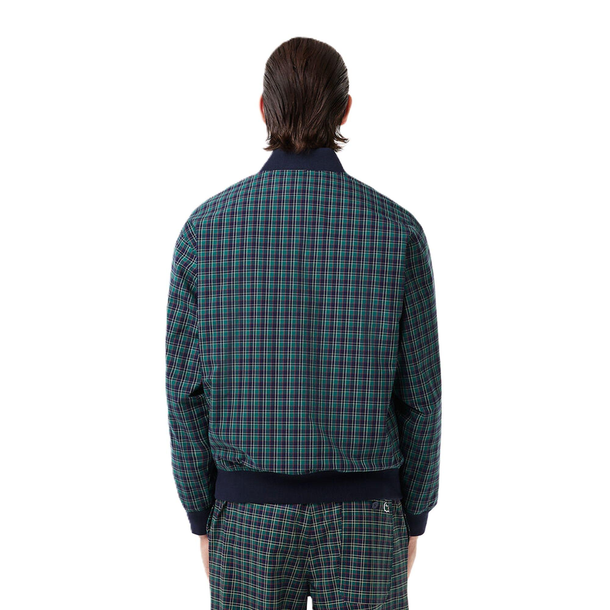 Navy Blue/Multi - Lacoste - Men's Checked Harrington Merino Wool Long Sleeve Bomber Jacket - 2
