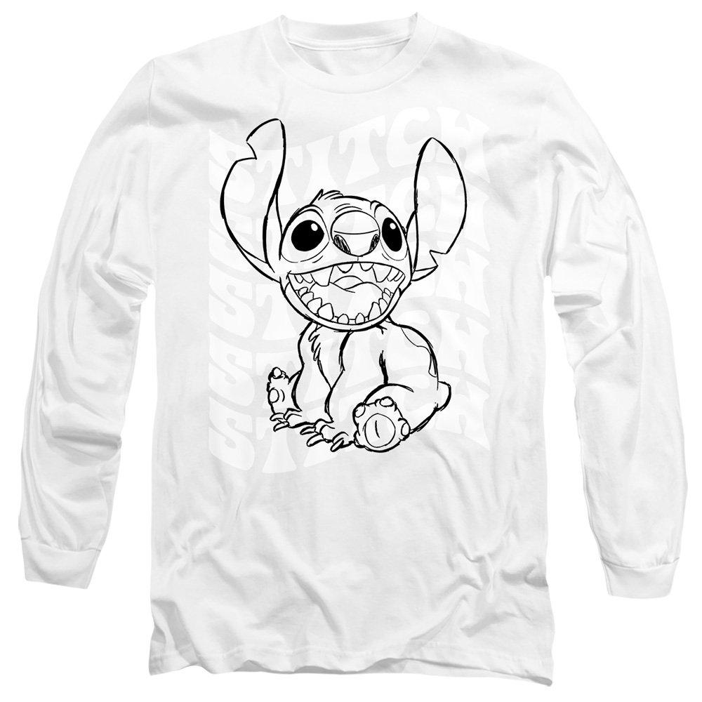 White - Disney - Lilo Stitch Sketch Name Repeat Long Sleeve T-Shirt - 1