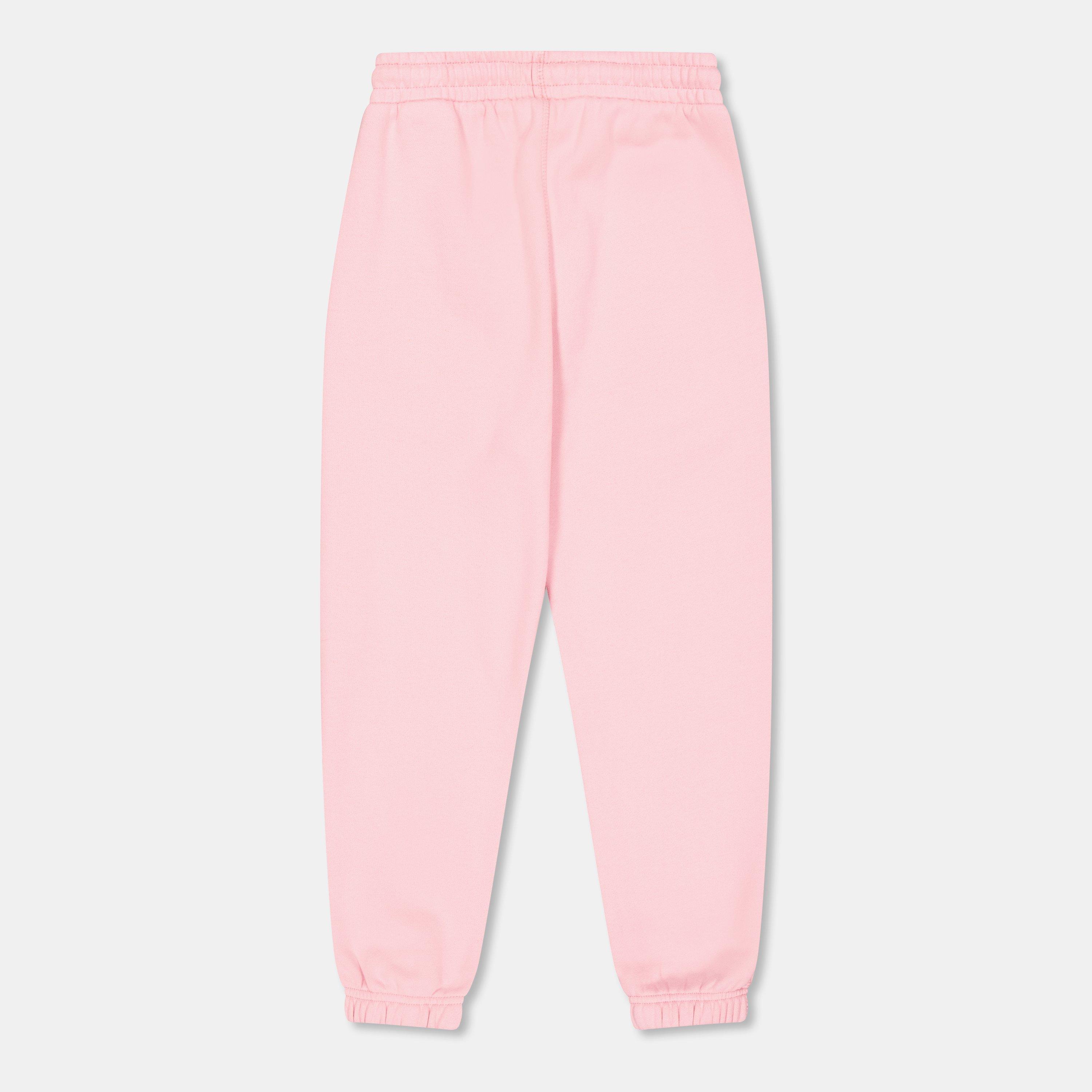 Pink Glitter - Off White - Kids Closed Hem Fleece Jogging Bottoms - 2