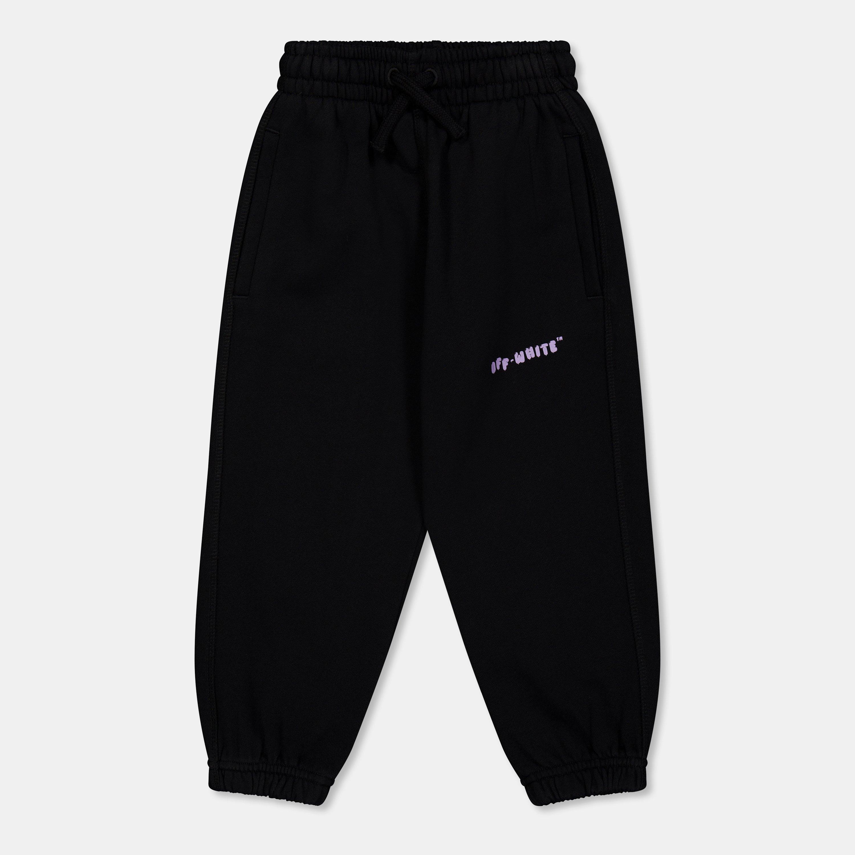 Nero/Lilla - Off White - Kids Closed Hem Fleece Jogging Bottoms - 1