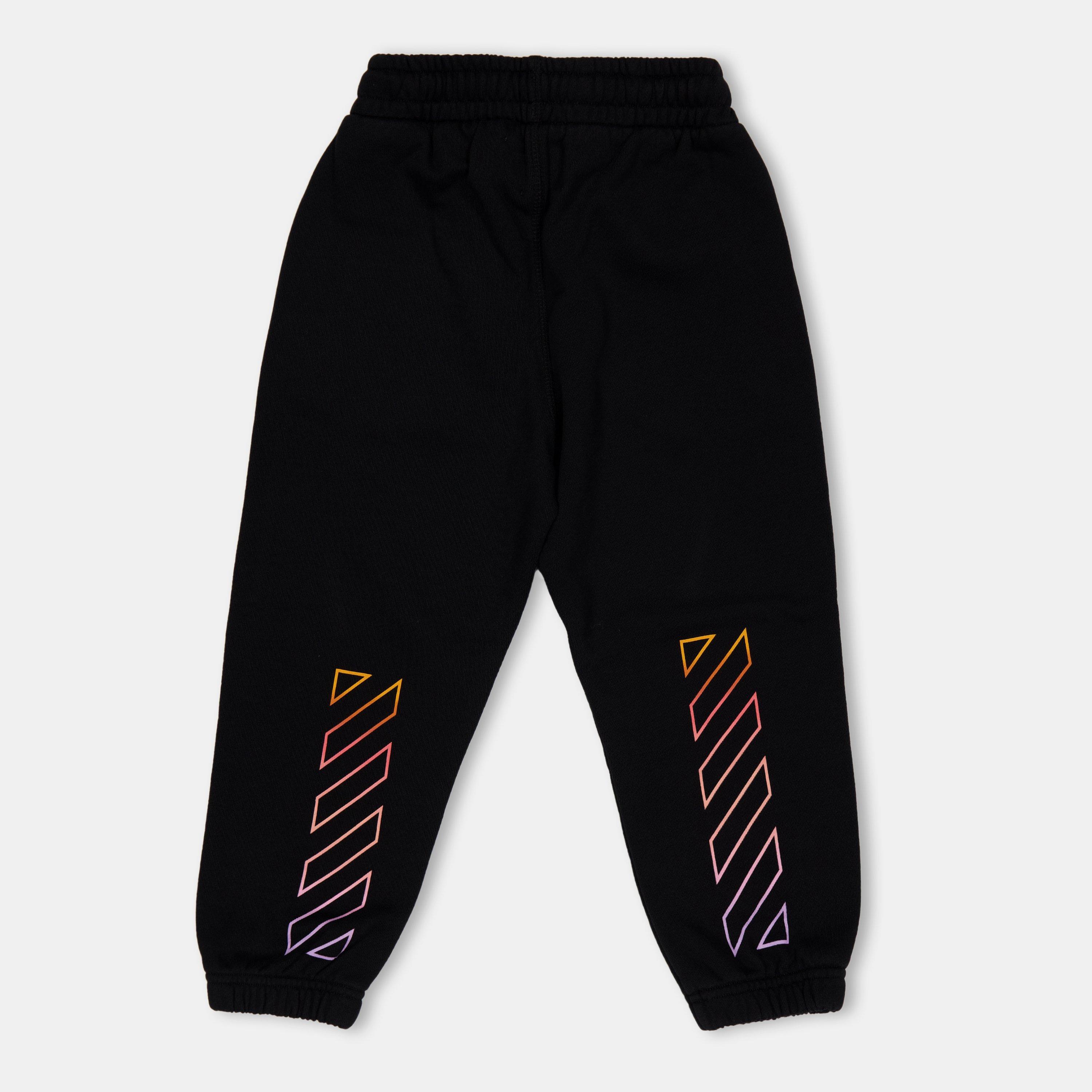 Black Multi - Off White - Kids Closed Hem Fleece Jogging Bottoms, Closed Hem Design - 2