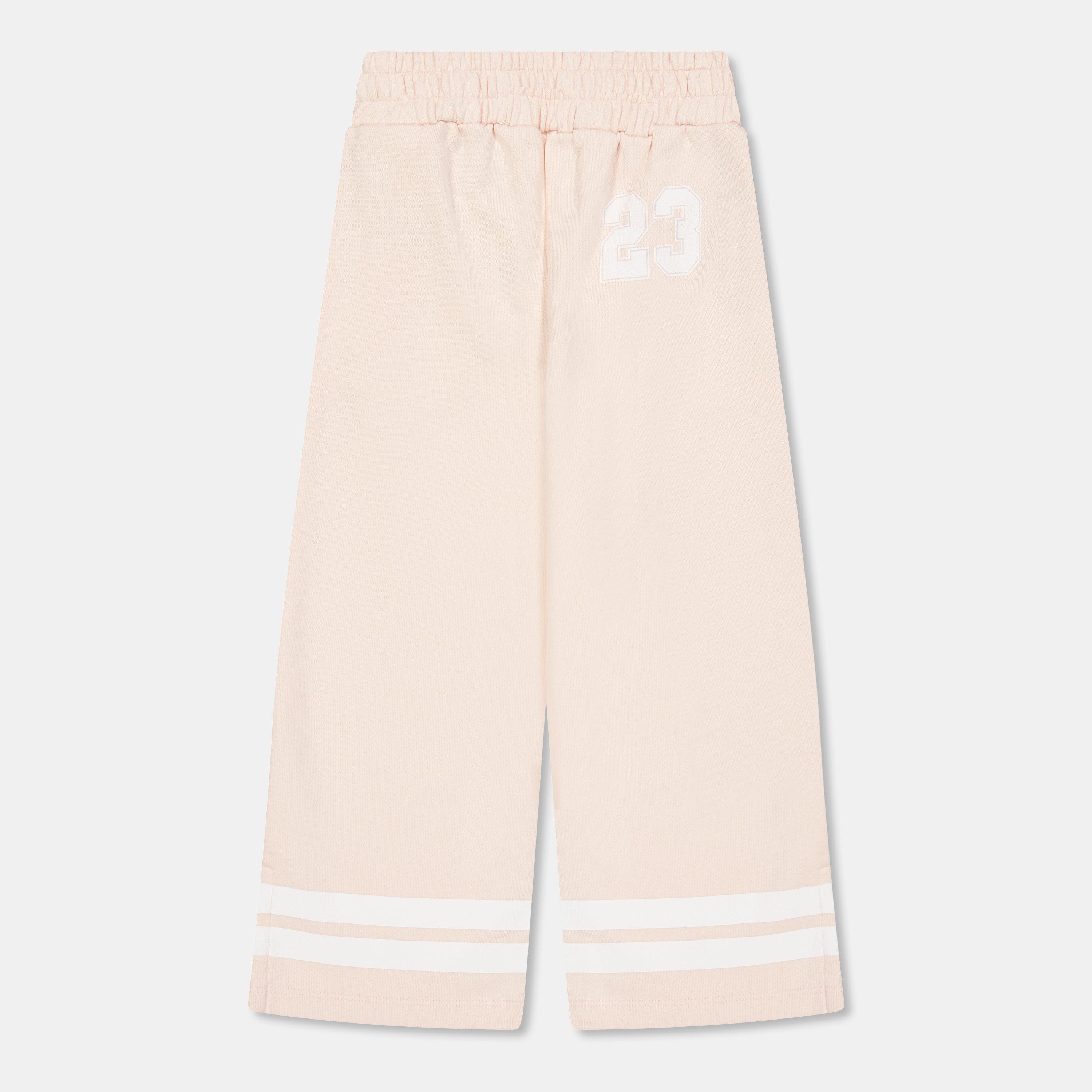 Pink/White - Off White - Kids Closed Hem Fleece Jogging Bottoms - 2