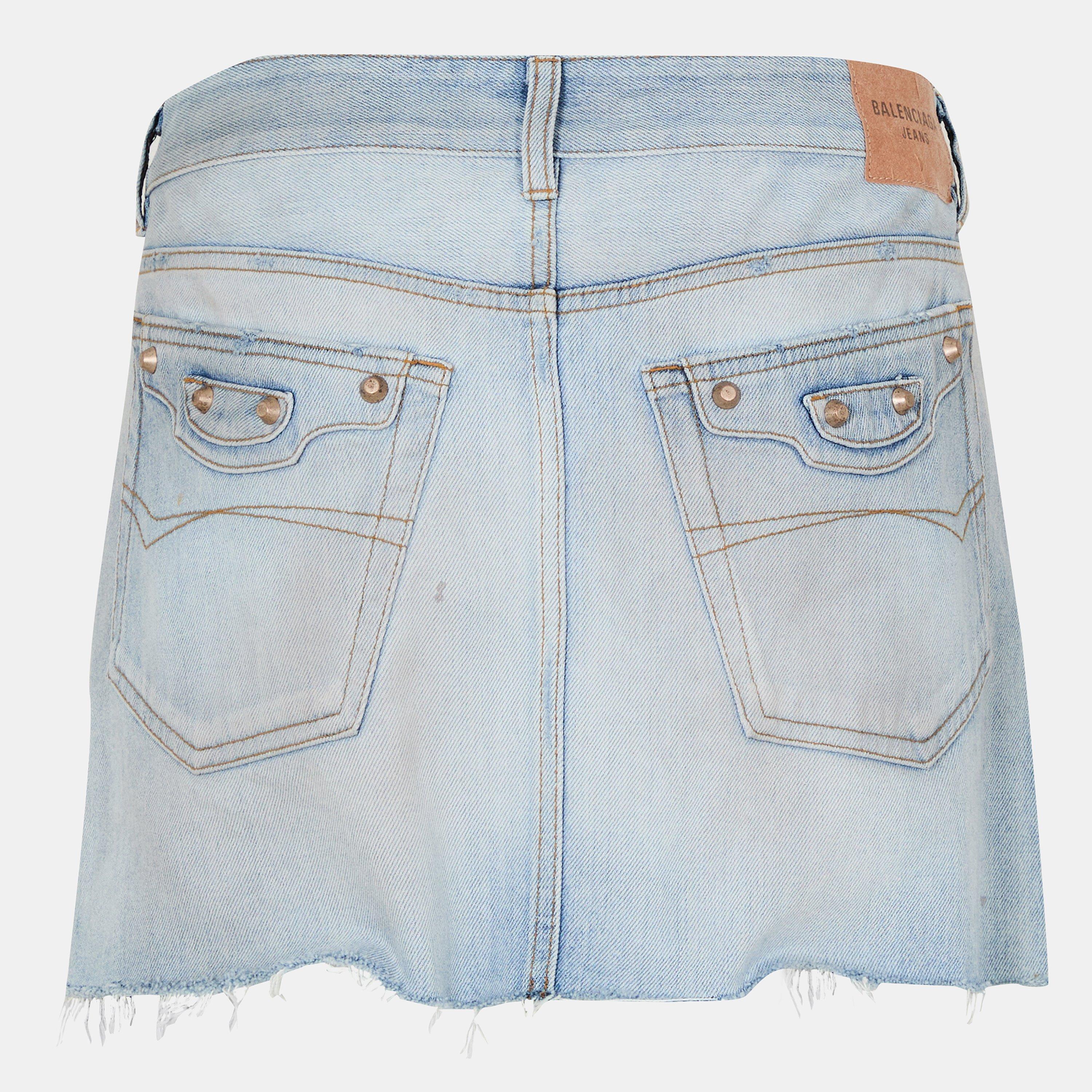 Light Blue - Balenciaga - Women's Bal City Mini Denim Skirt - 2