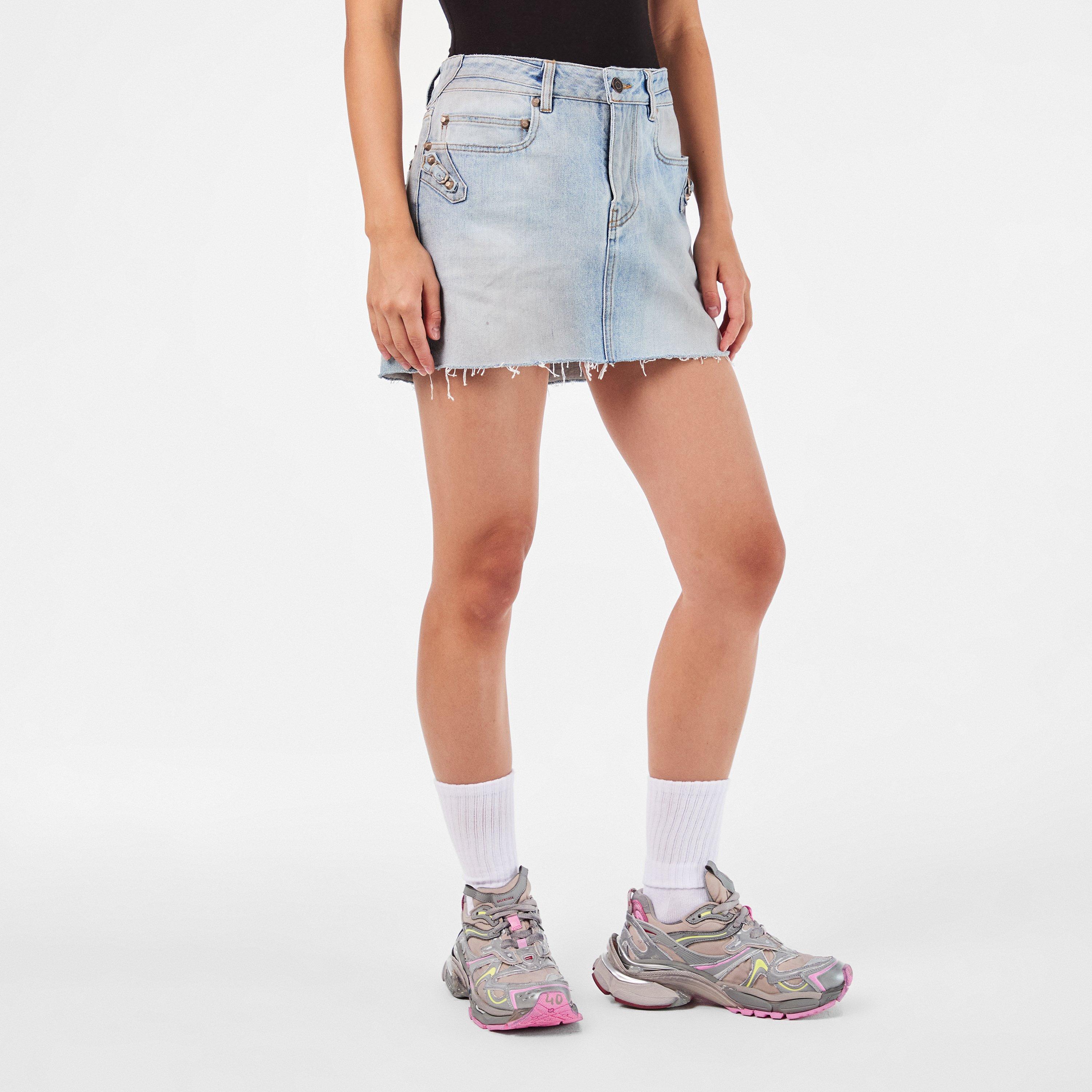 BALENCIAGA v waist denim skirt スカート Balenciaga 5 Pocket Split Denim Skirt women - Glamood Outlet