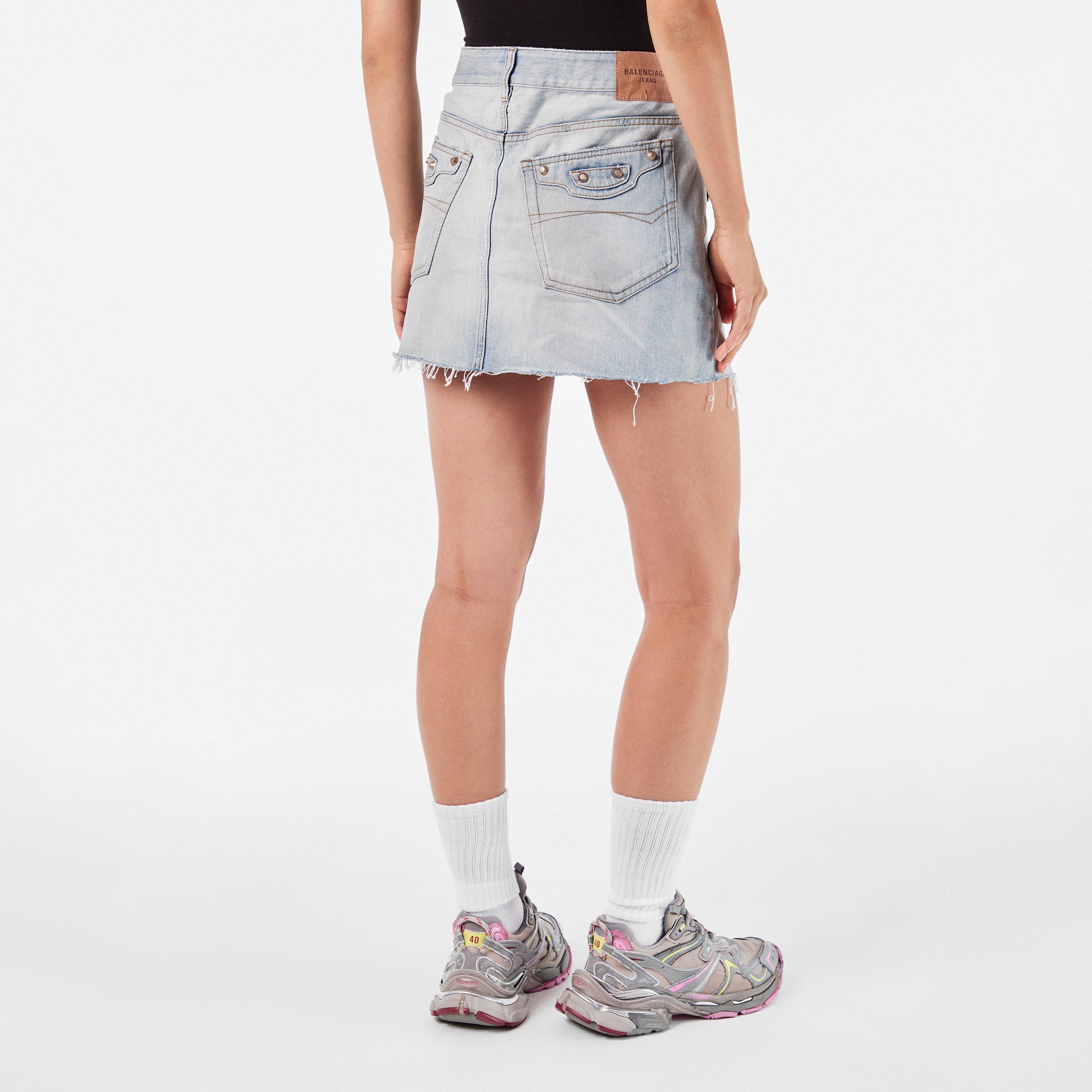 Light Blue - Balenciaga - Women's Bal City Mini Denim Skirt - 4