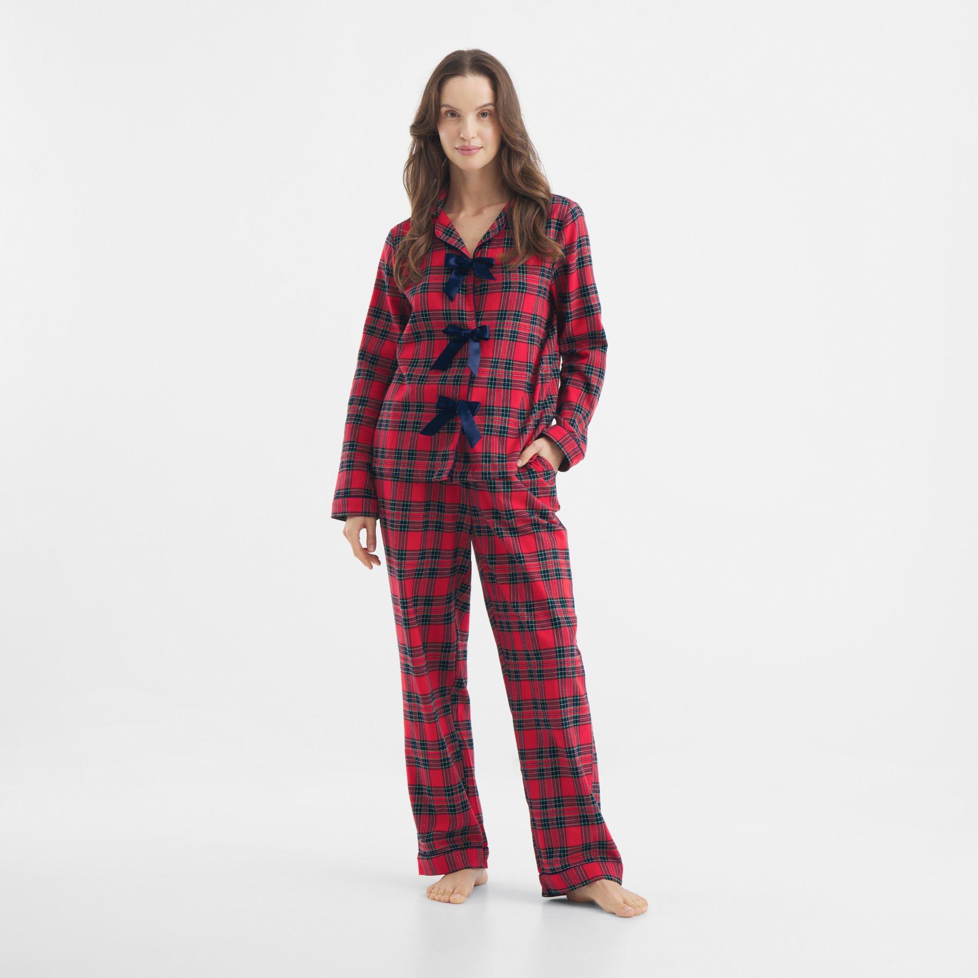 Red Check - Chelsea Peers - Women's Bow Tie Long Sleeve Pyjama Set - 1