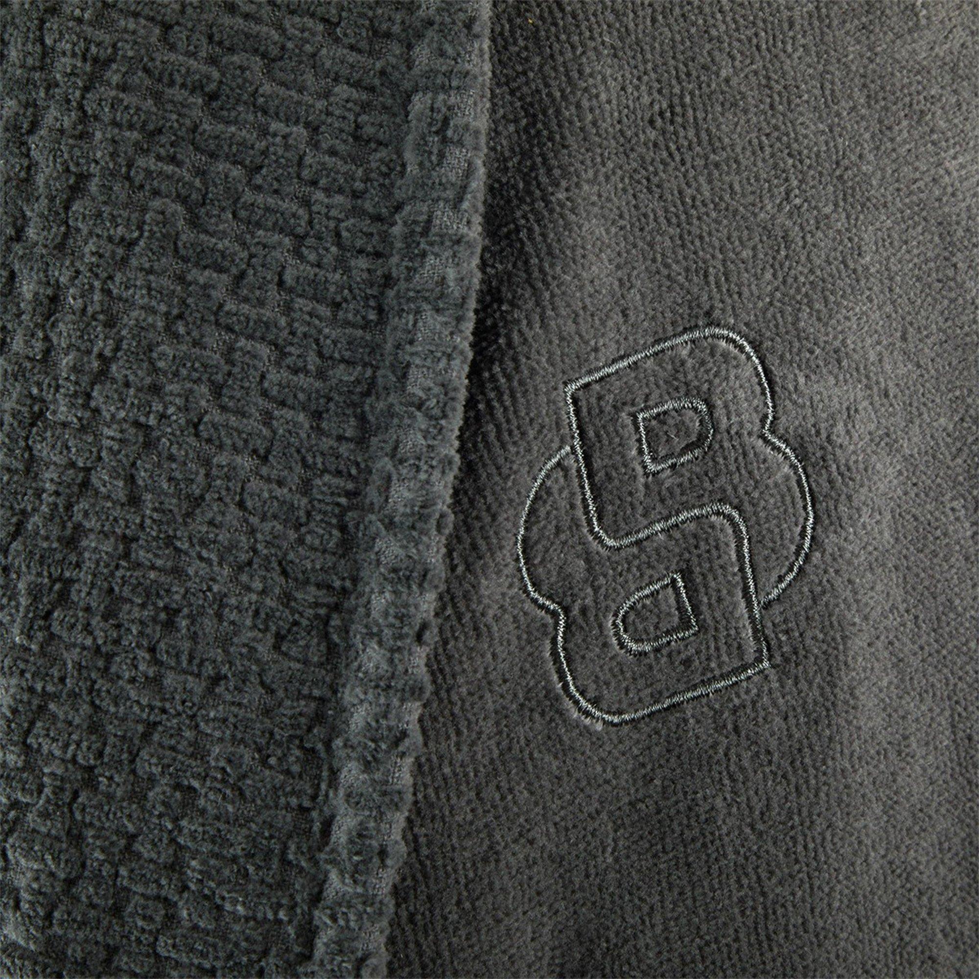 Charcoal - Boss Home - Unisex Double B Cotton V-Neck Bathrobe - 2